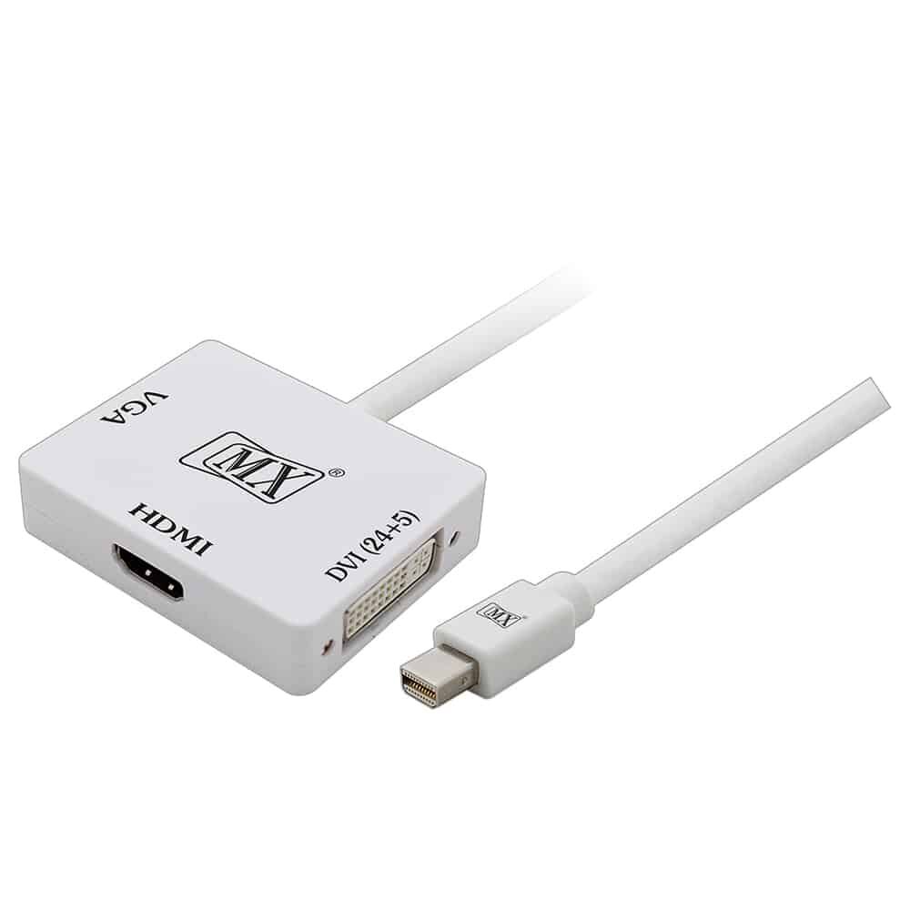 MX Mini Display Port Male To HDMI Female + VGA Female + DVI Female (24+5) Adaptor