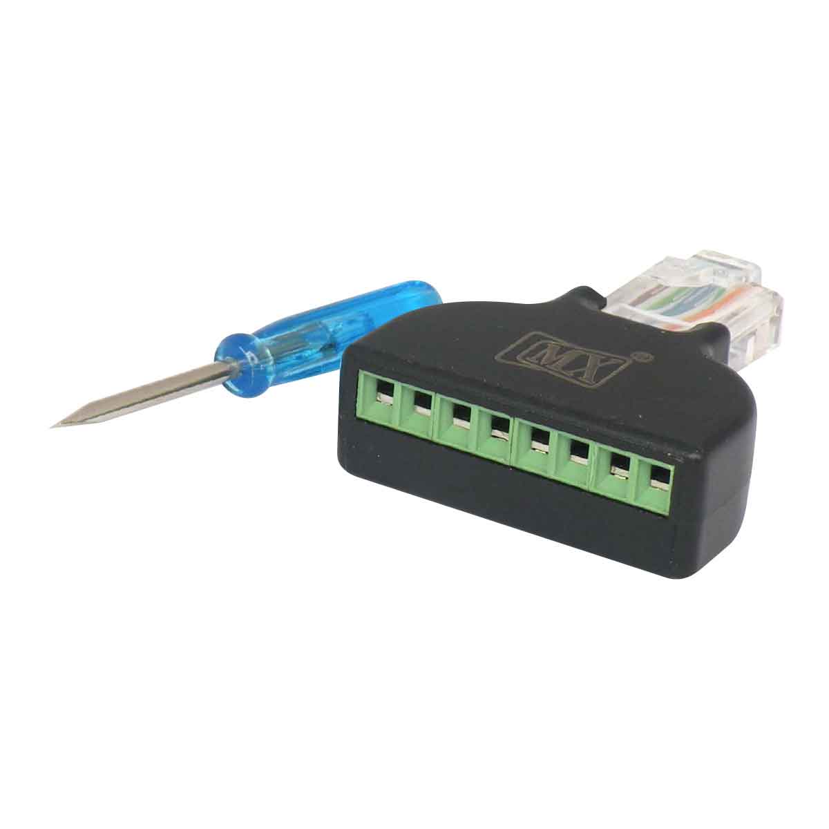 MX RJ45 Male Plug to 8-Pin AV Screw Terminal Block Adapter – Easy Signal Conversion - Image 3