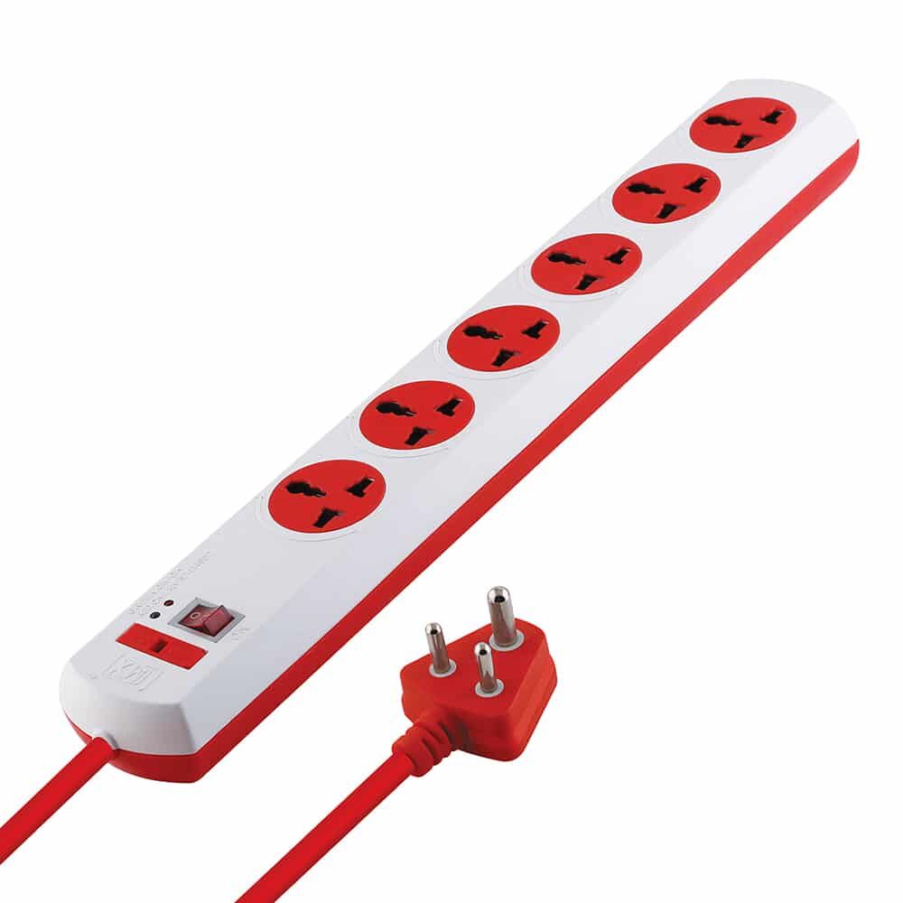 MX Power Strip with 6 Universal Socket, Master Switch, Power Indicator, 3 mtr Cord Length
