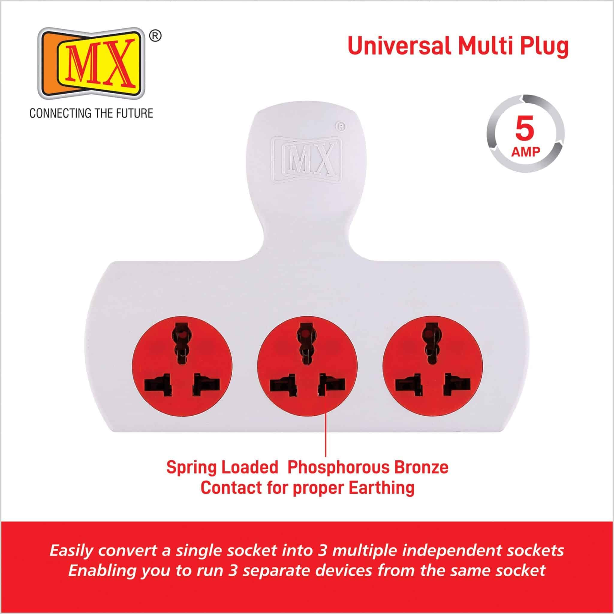 MX 3 PIN 3 WAY UNIVERSAL ADAPTOR 5 AMP.SINGLE SWITCH WITH FUSE - Image 5