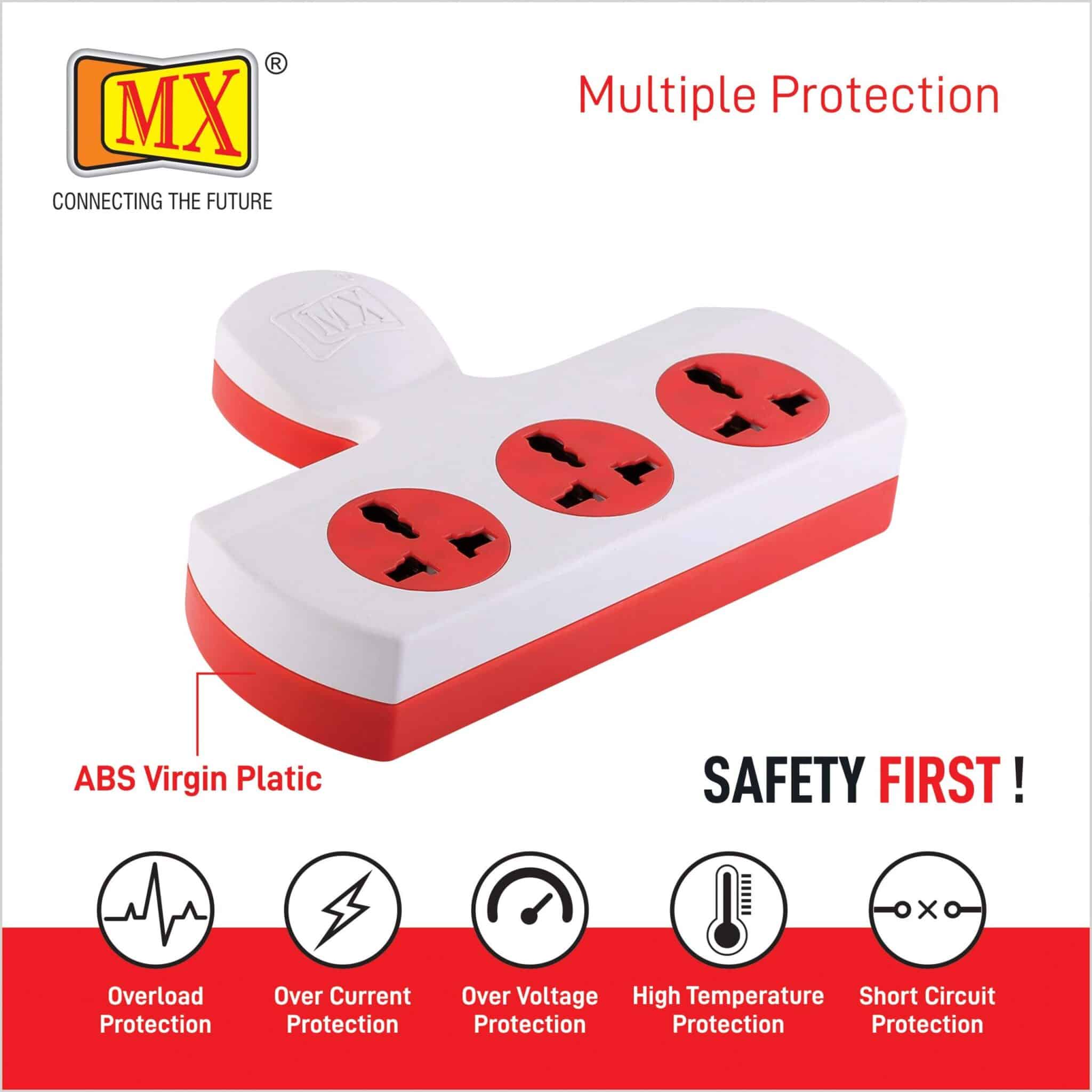 MX 3 PIN 3 WAY UNIVERSAL ADAPTOR 5 AMP.SINGLE SWITCH WITH FUSE - Image 2
