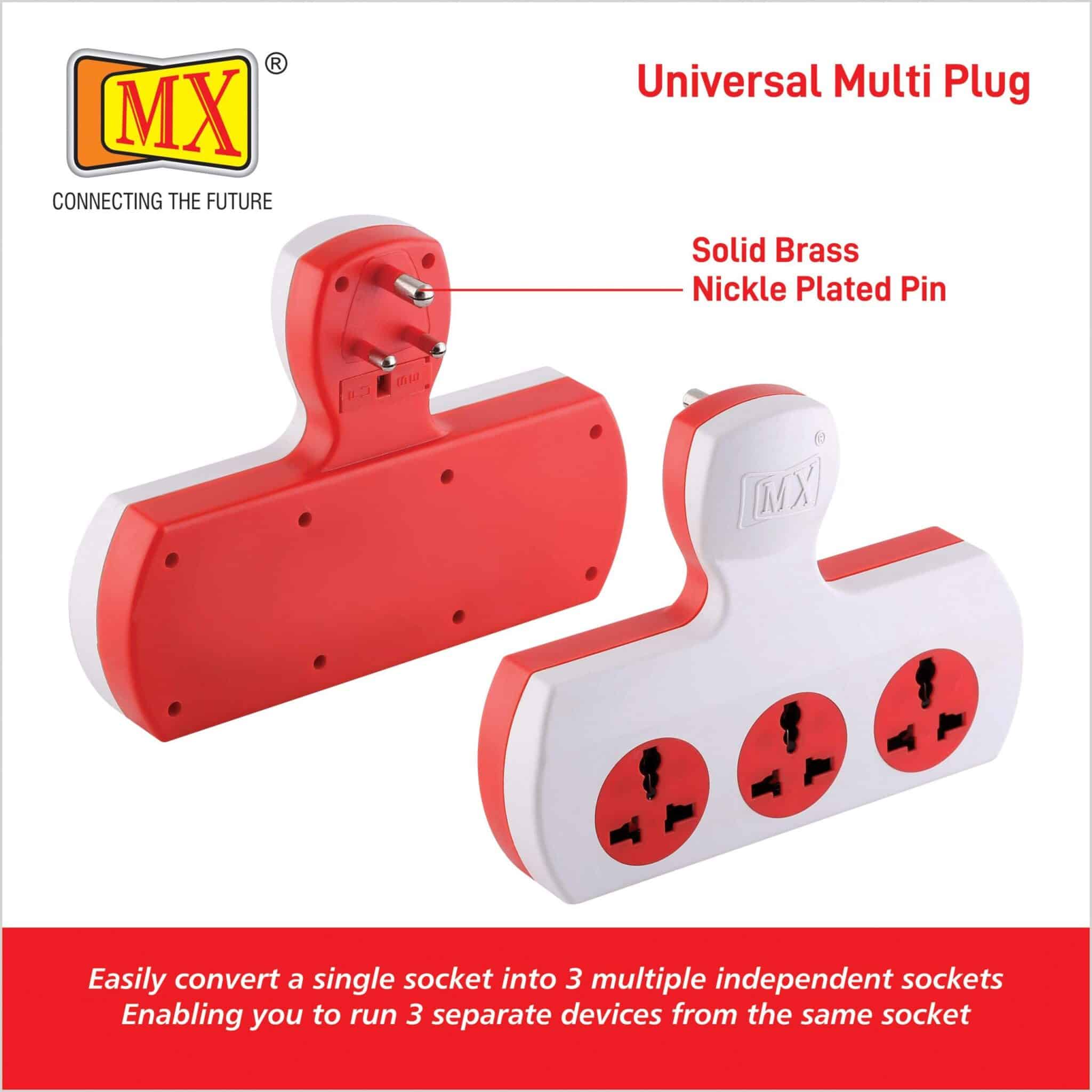MX 3 PIN 3 WAY UNIVERSAL ADAPTOR 5 AMP.SINGLE SWITCH WITH FUSE - Image 3