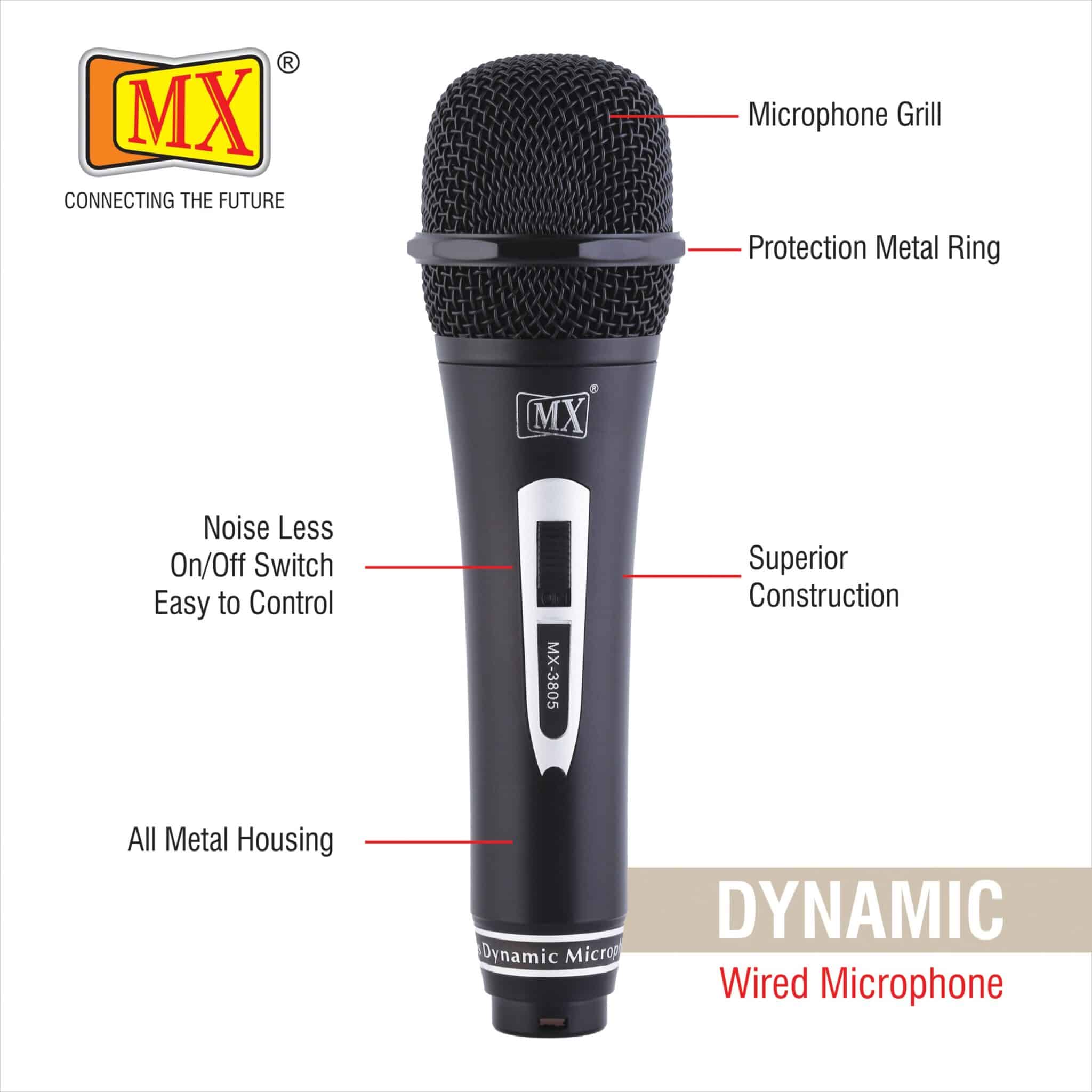 MX Vocal Dynamic Wired Microphone for Lead Vocal Back-Up Vocal Purposed - Acoustics Cartridge (MX 3805) - Image 2
