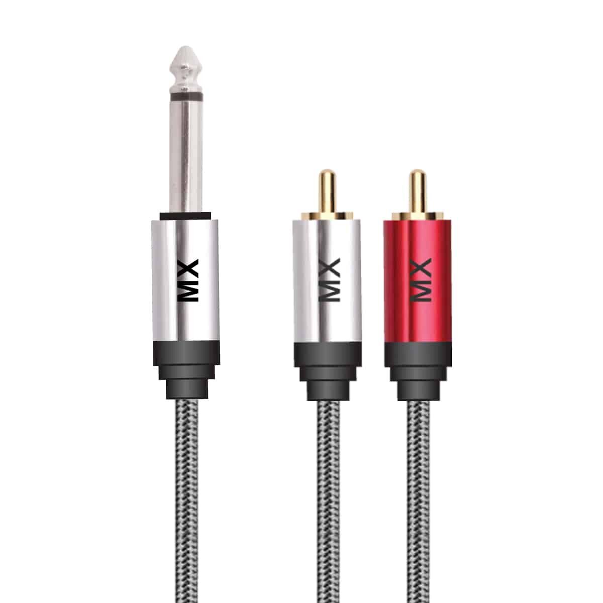 MX 6.35 mm P-38 MONO MALE TO 2 RCA MALE CABLE 5M,Black MX 3997B - Image 2