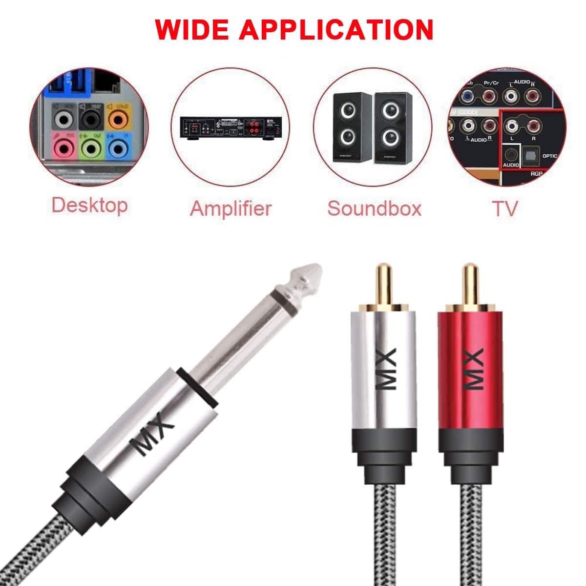 MX 6.35 mm P-38 MONO MALE TO 2 RCA MALE CABLE 5M,Black MX 3997B - Image 5