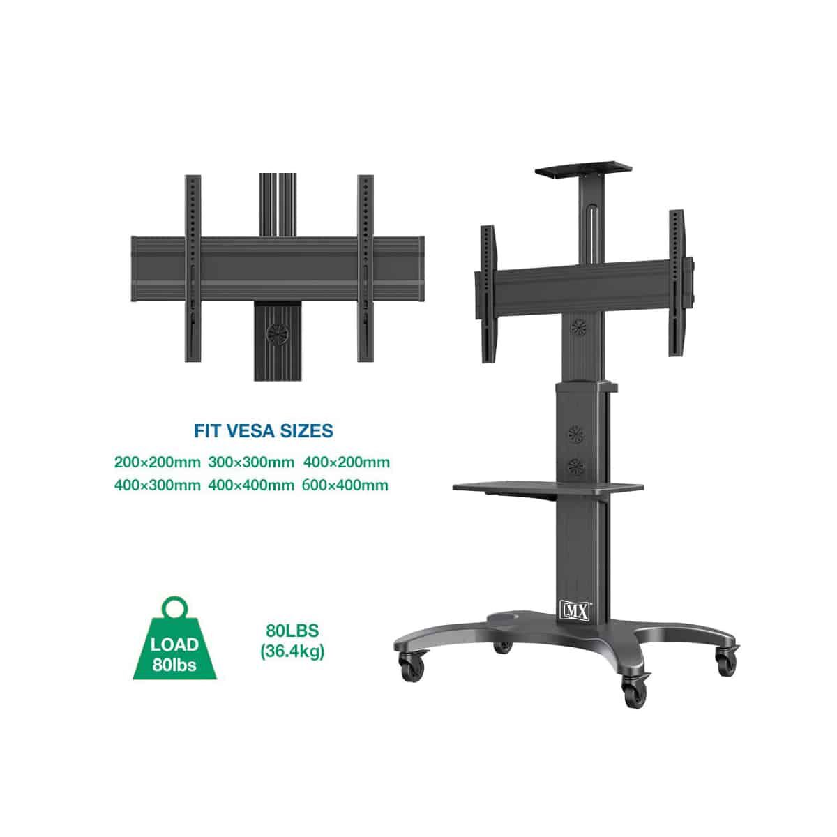 MX MULTI-FUNCTIONAL & PROFESSIONAL MOBILE STAND FOR 32-65 LCD / LED TV PANEL MX 4020 - Image 3