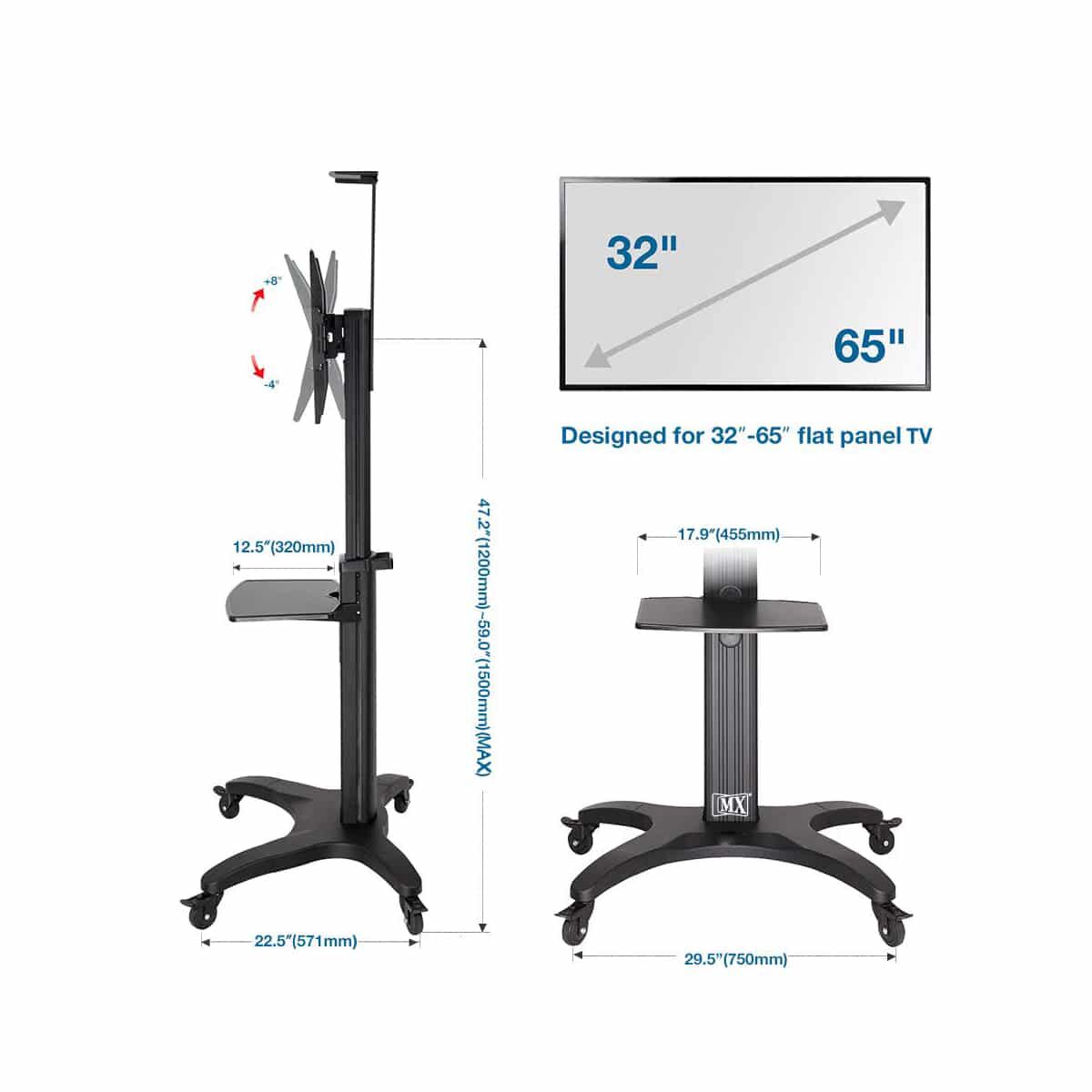 MX MULTI-FUNCTIONAL & PROFESSIONAL MOBILE STAND FOR 32-65 LCD / LED TV PANEL MX 4020 - Image 5