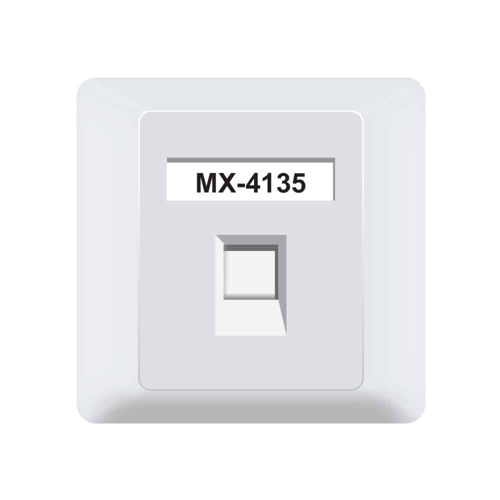 MX Single Port face plate with shutter ( 86 X 86 mm ) with UTP CAT-6A Keystone Jack 90 Degree