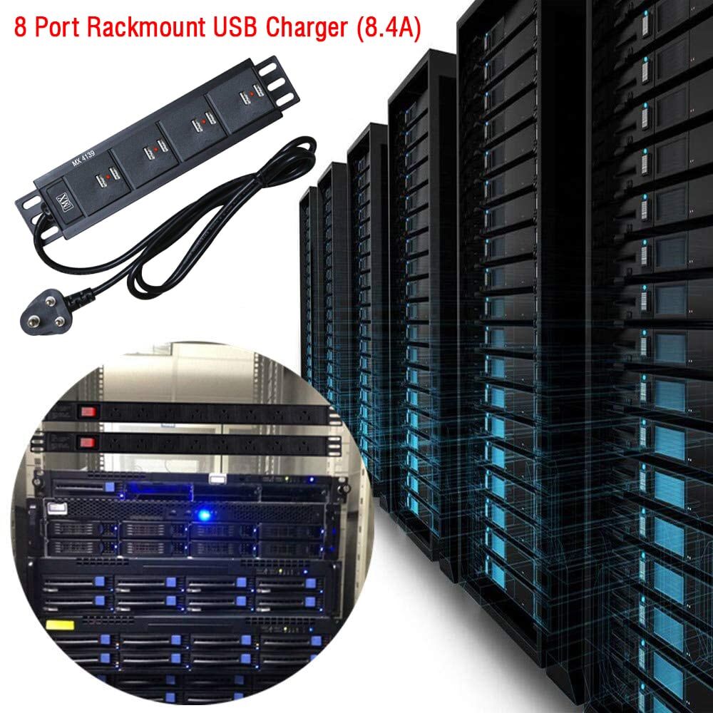 MX 8-Port USB Charger Power Distribution, 8.4 Amp with LED Indicator, Wall/Rack Mount, Cord Length: 1.5 meters. - Image 7