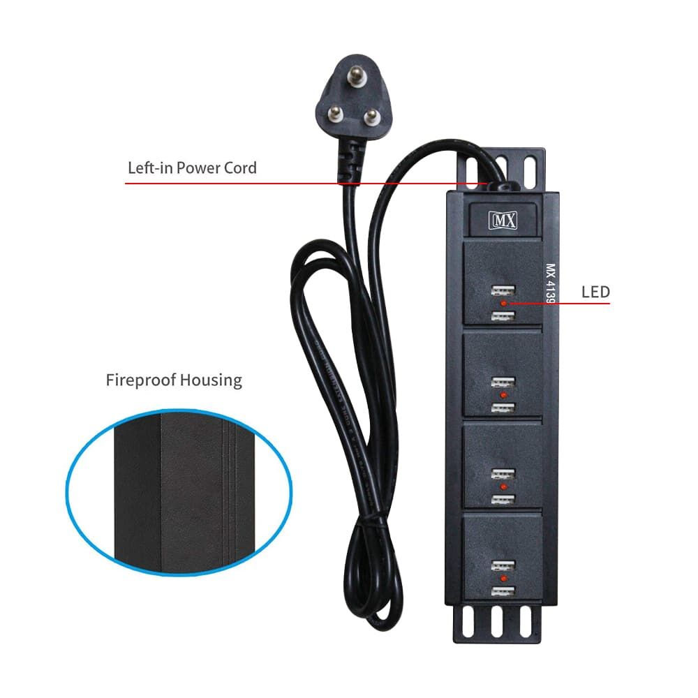 MX 8-Port USB Charger Power Distribution, 8.4 Amp with LED Indicator, Wall/Rack Mount, Cord Length: 1.5 meters. - Image 3
