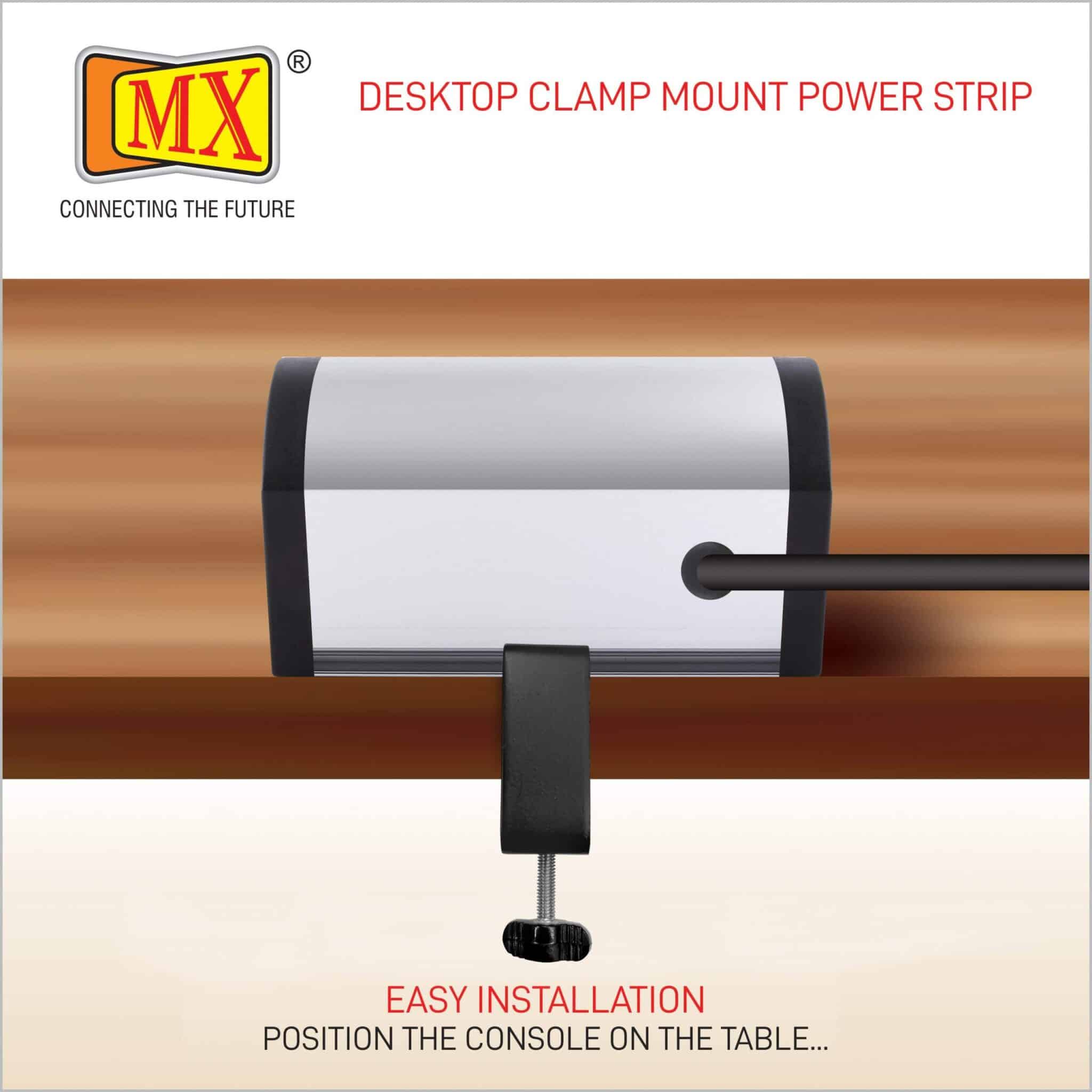 MX Premium Power Console 6/13 Amp 2 Universal Sockets with 2 USB Charging Port Extension Board - with removable Desk Clamp – Power Strip – Master Switch - 1.5m 3 Pin Plug extension Cord (MX-4173_1.5mtr) - Image 7