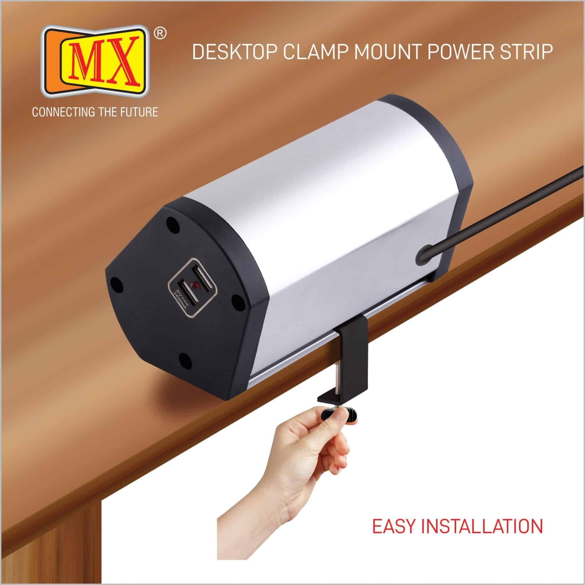 MX Premium Power Console 16 Amp 2 Universal Sockets with 65W PD Charging Port Extension Board - with removable Desk Clamp – Power Strip – Master Switch - 1.5m 3 Pin Plug extension Cord (MX-4189_1.5mtr) - Image 7