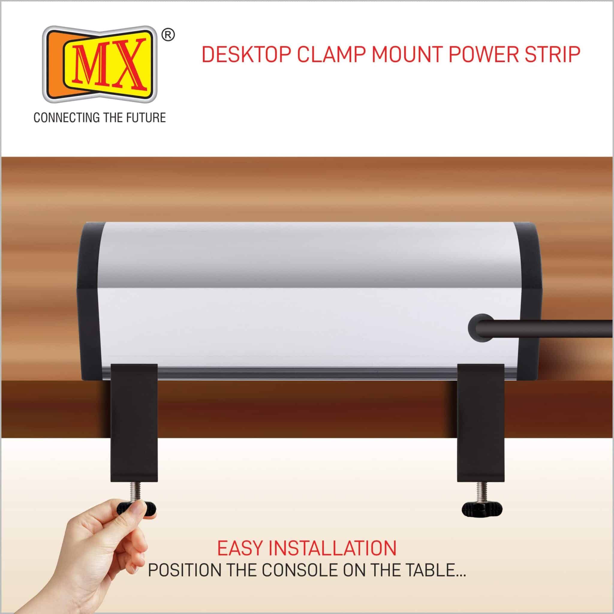 MX Power Console 16 Amp 6 Universal Sockets with 95W PD Charging Port Extension Board - Desk Clamp Mount –Power Strip–Master Switch For Home Office Exhibition School - 3 Pin Power Cord (MX-4196_1.5mtr) - Image 7