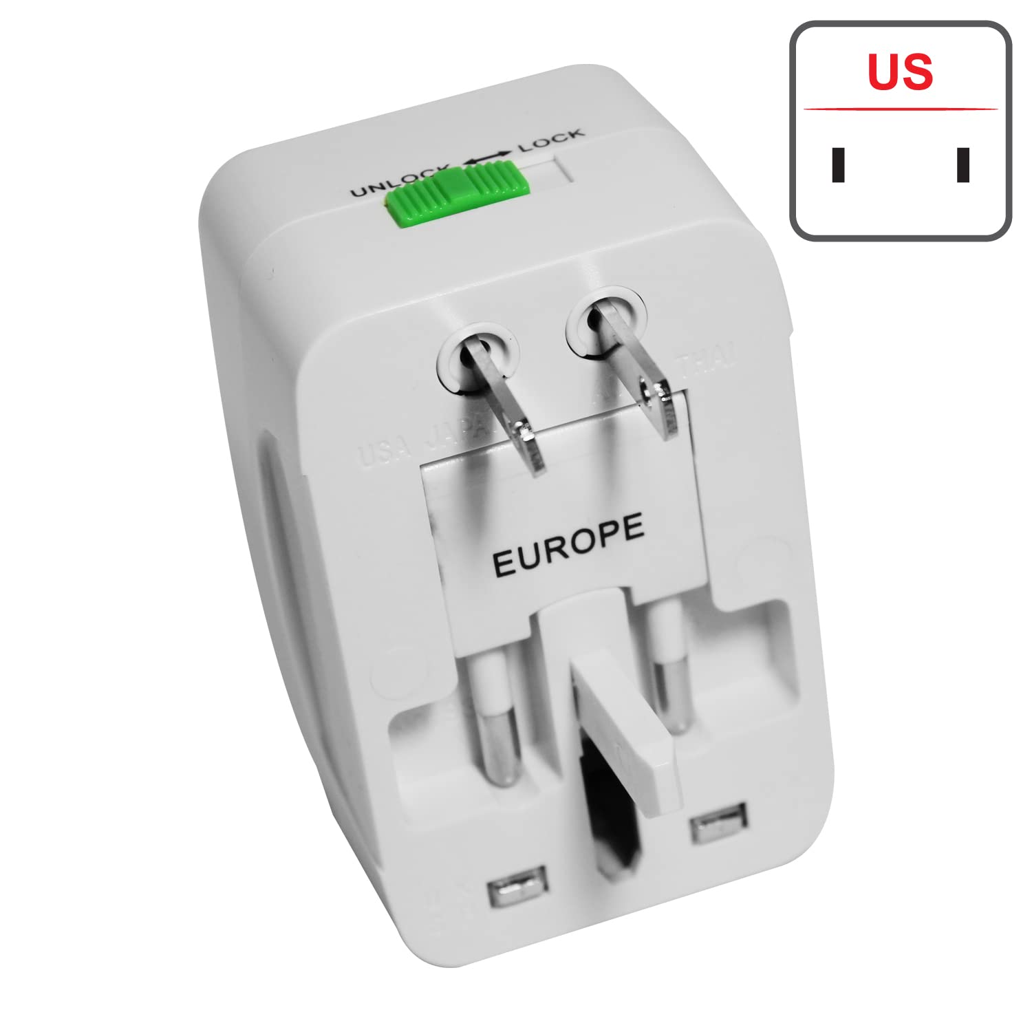 MX Universal Travel Adaptor with Build in USB Charger Port with 250V, Surge/Spike Protected Electrical Plug White - Image 5