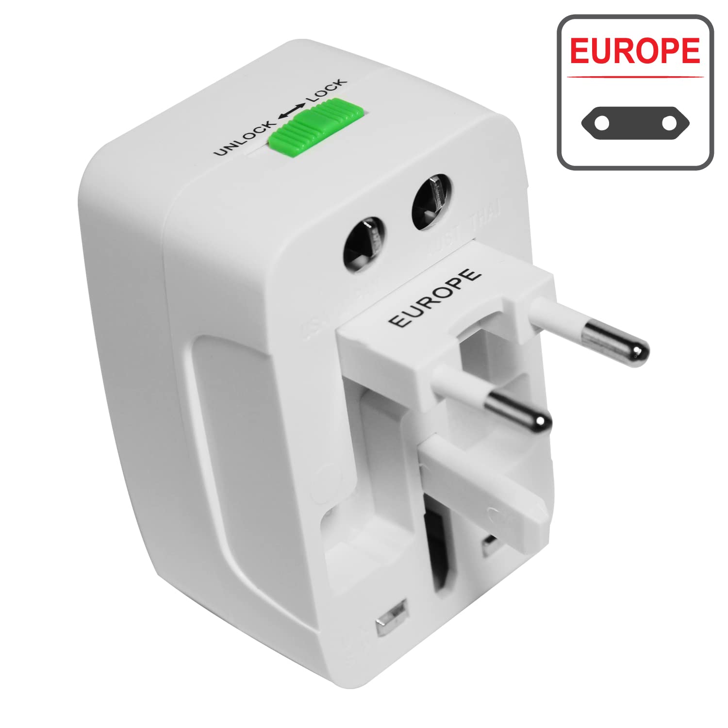MX Universal Travel Adaptor with Build in USB Charger Port with 250V, Surge/Spike Protected Electrical Plug White - Image 6