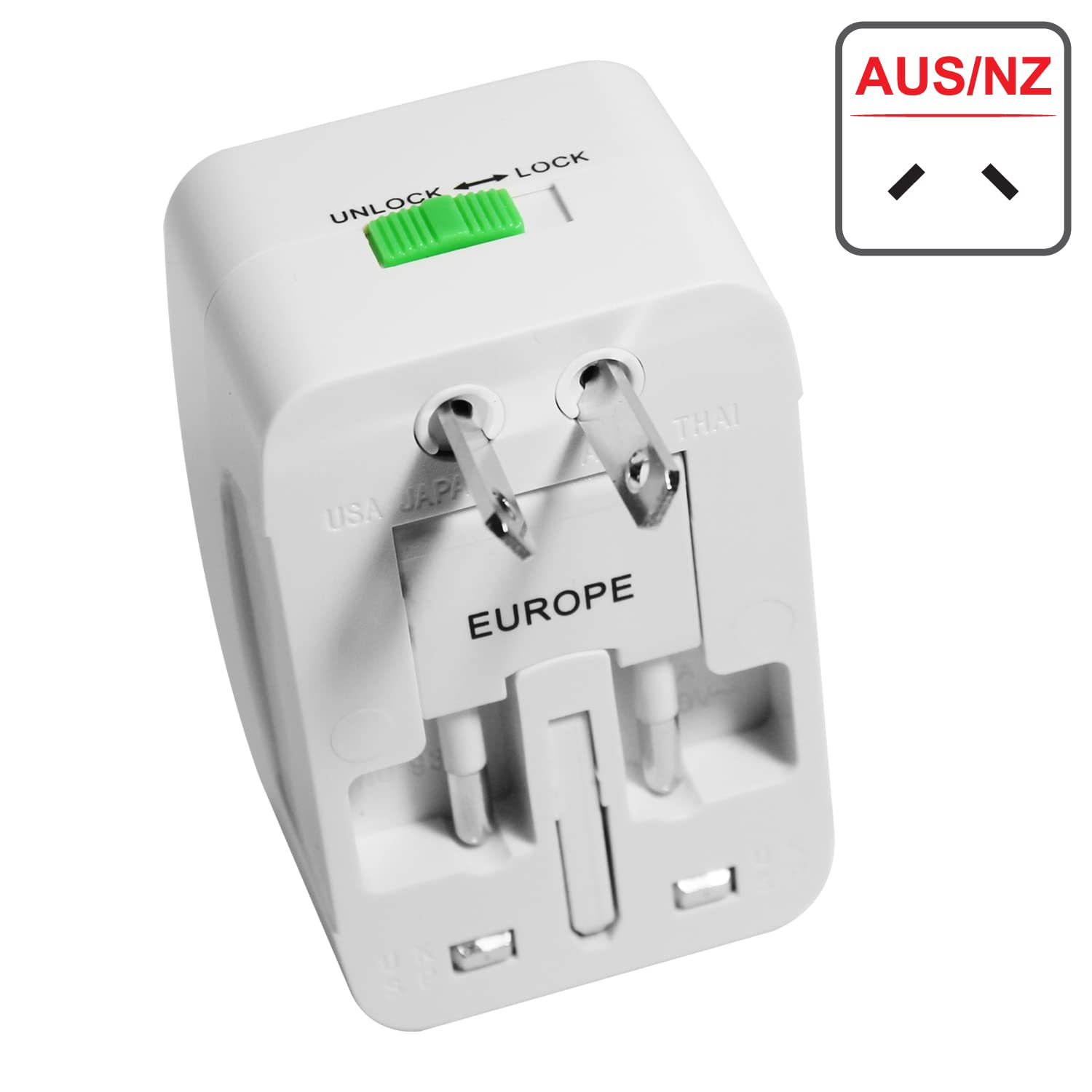 MX Universal Travel Adaptor with Build in USB Charger Port with 250V, Surge/Spike Protected Electrical Plug White - Image 7