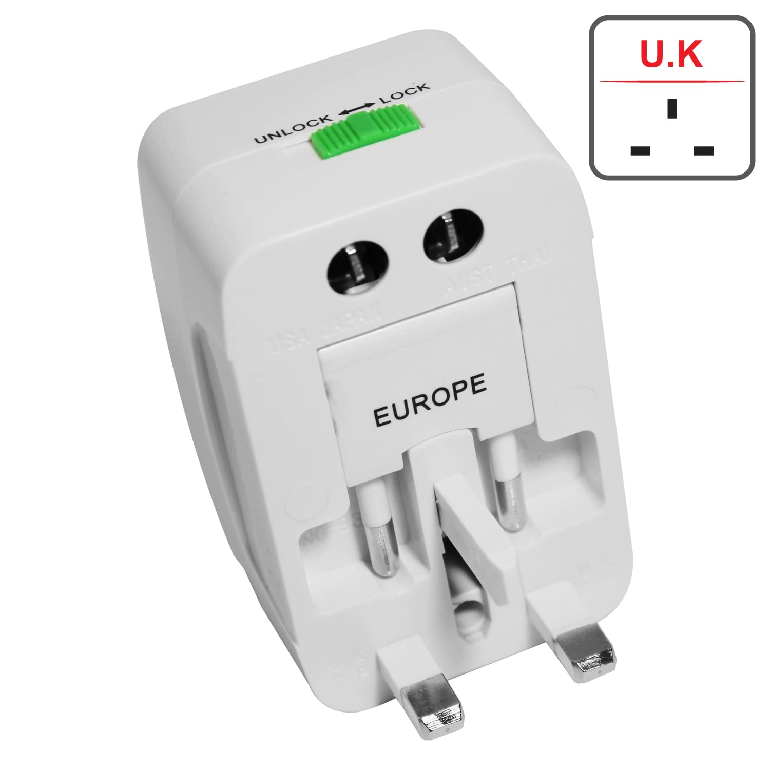 MX Universal Travel Adaptor with Build in USB Charger Port with 250V, Surge/Spike Protected Electrical Plug White - Image 4