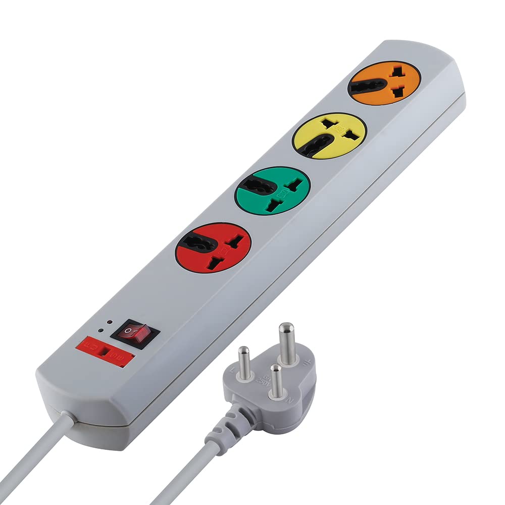 MX 180 Rotatable 4 Universal Socket Power Strip, Master Switch, Fuse, LED Indicator - Spike Guard Extension Board, 1.5 Meter