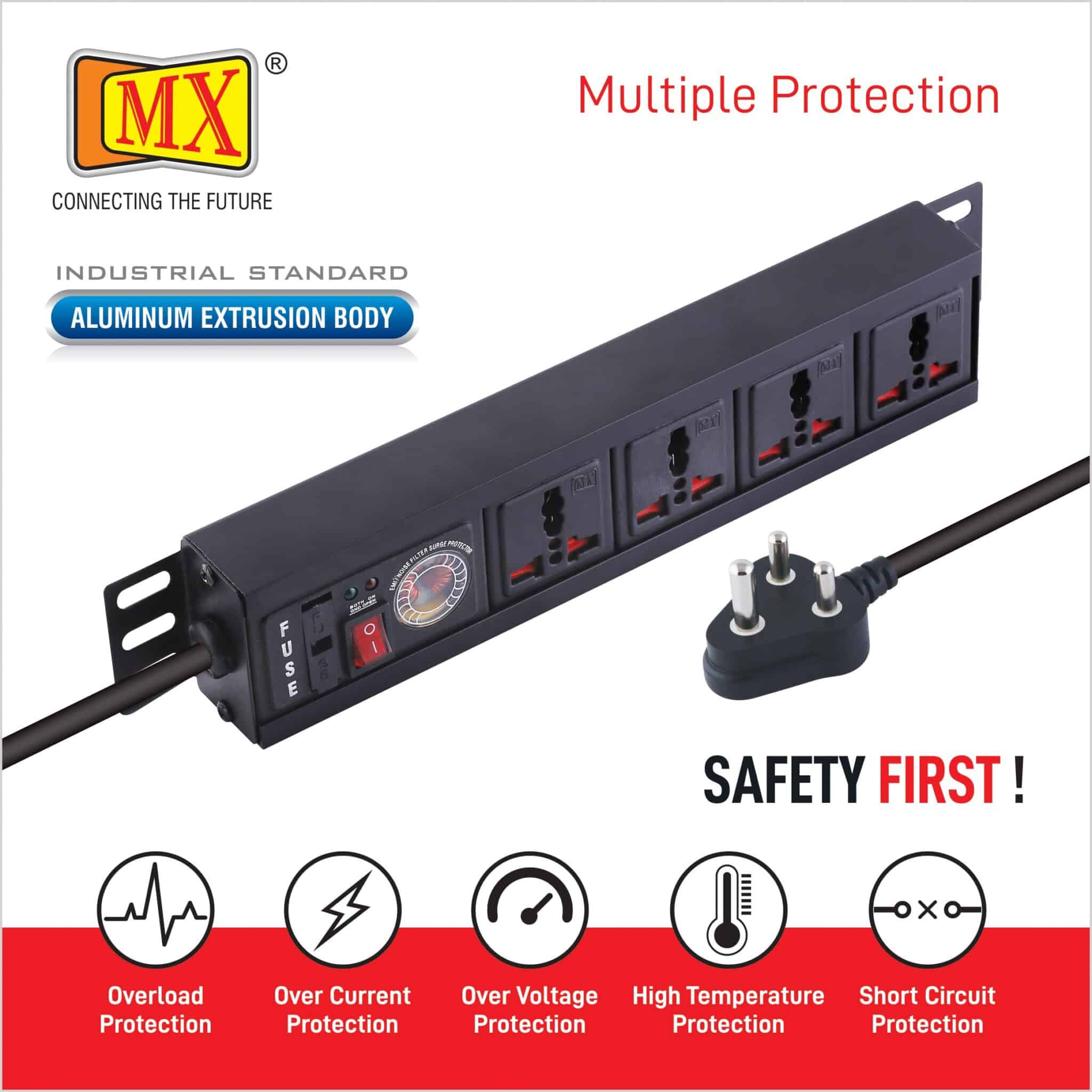 MX 4 Outlet Power Distribution Unit With Universal Socket and Spike Protector – 1.5 Mtr Power Cord for home appliances like electric cooktop & Stove - Image 4