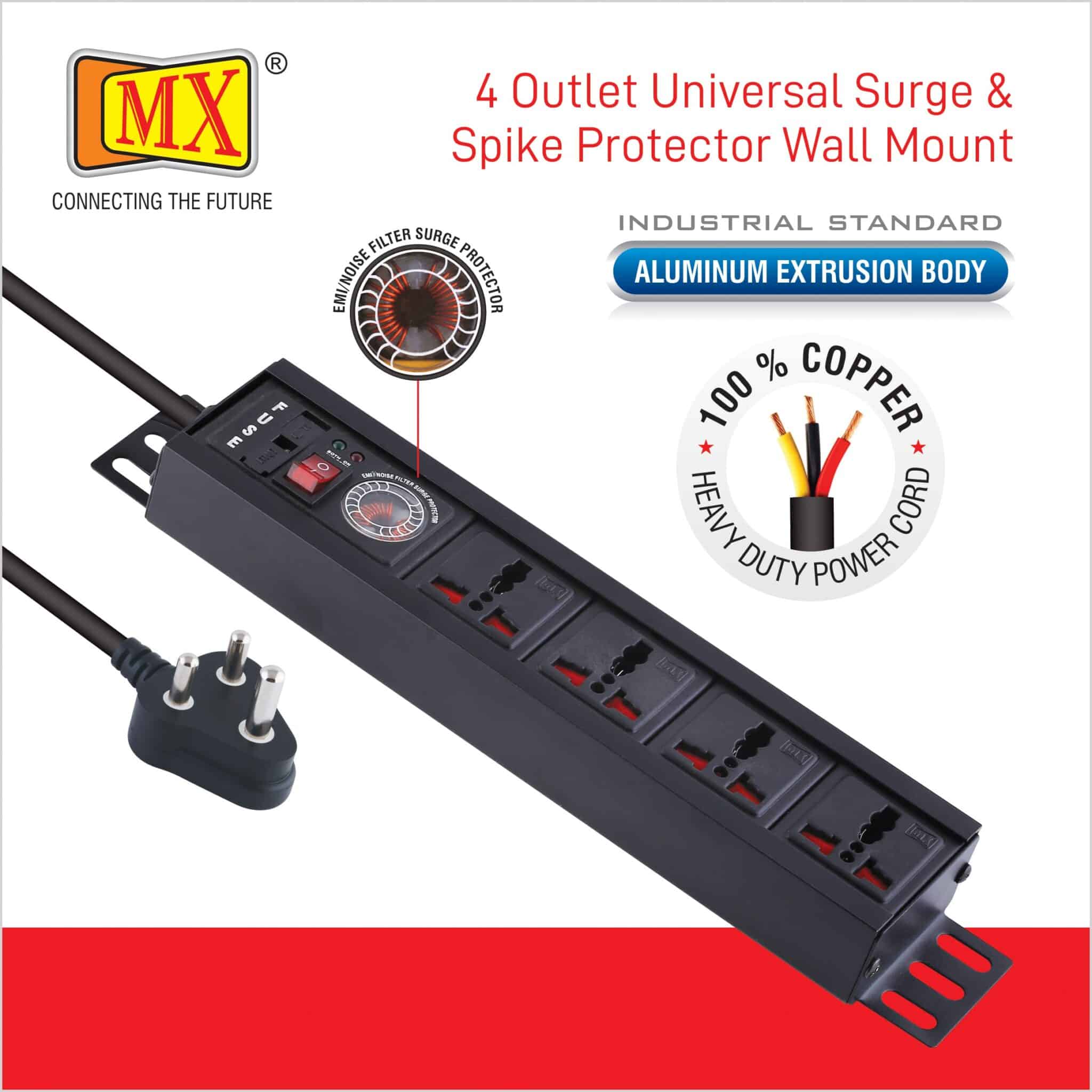 MX 4 Outlet Power Distribution Unit With Universal Socket and Spike Protector – 1.5 Mtr Power Cord for home appliances like electric cooktop & Stove - Image 5