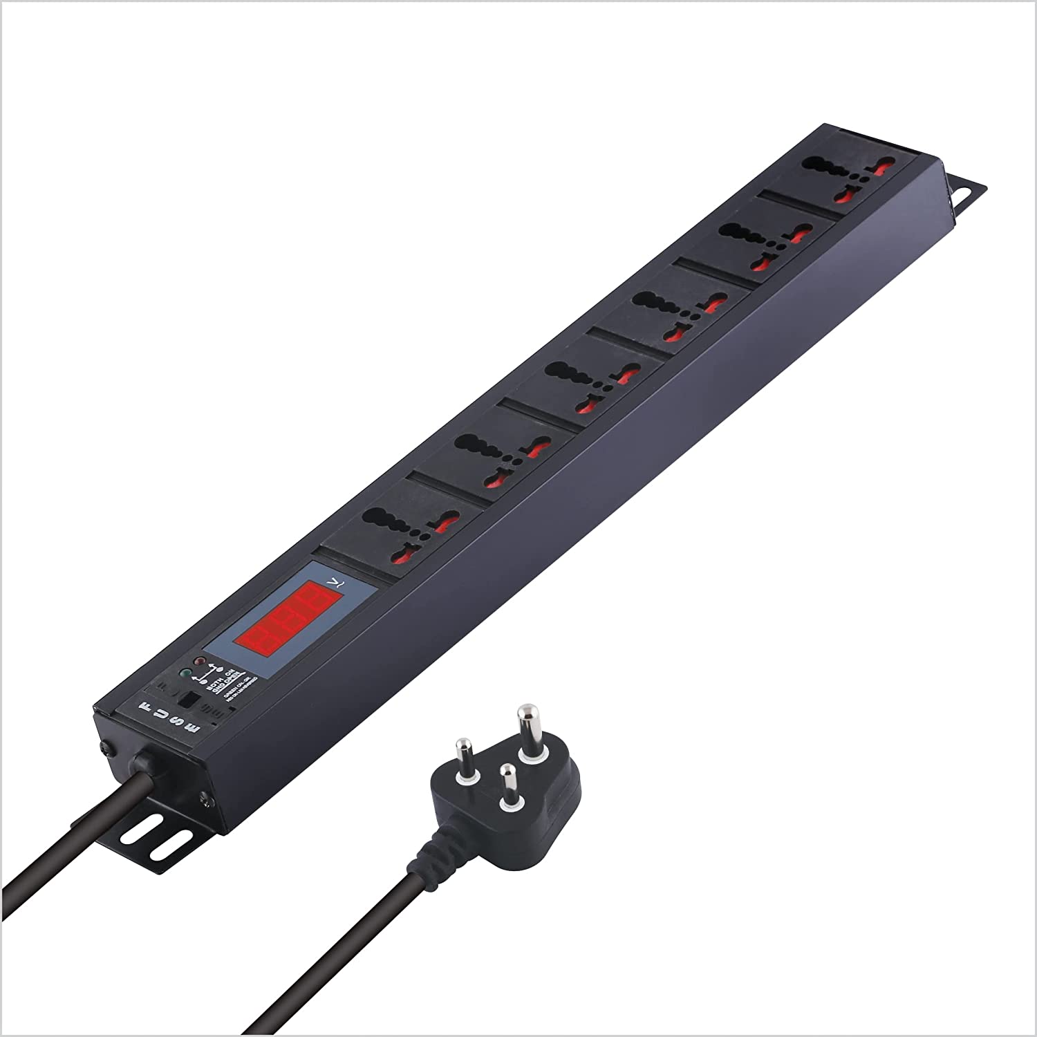 MX 6-Outlet Power Distribution Unit with Live Voltage Display, 6/16 AMP (Parameter: 30W~265V), Wall/Rack Mount, Built-in Fuse, Master Switch, Heavy-Duty 1.5m Power Cord.