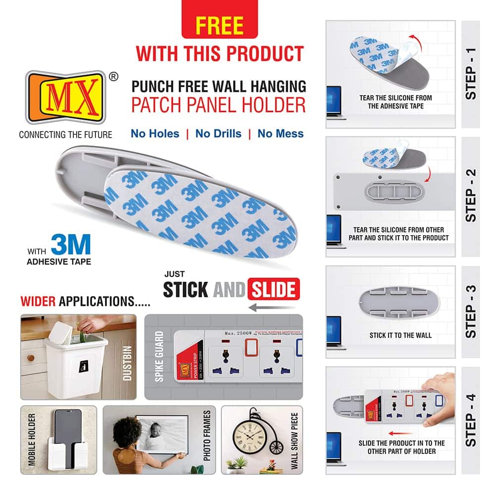 MX Power Strip with 12 Universal Socket , Single Master Switch (3 Pin: 4 Way Outlet & 2 Pin: 8 Way Outlets) 5 Meter Power Cord- Spike Guard Extension Board for home appliances like electric cooktop & Stove - Image 2