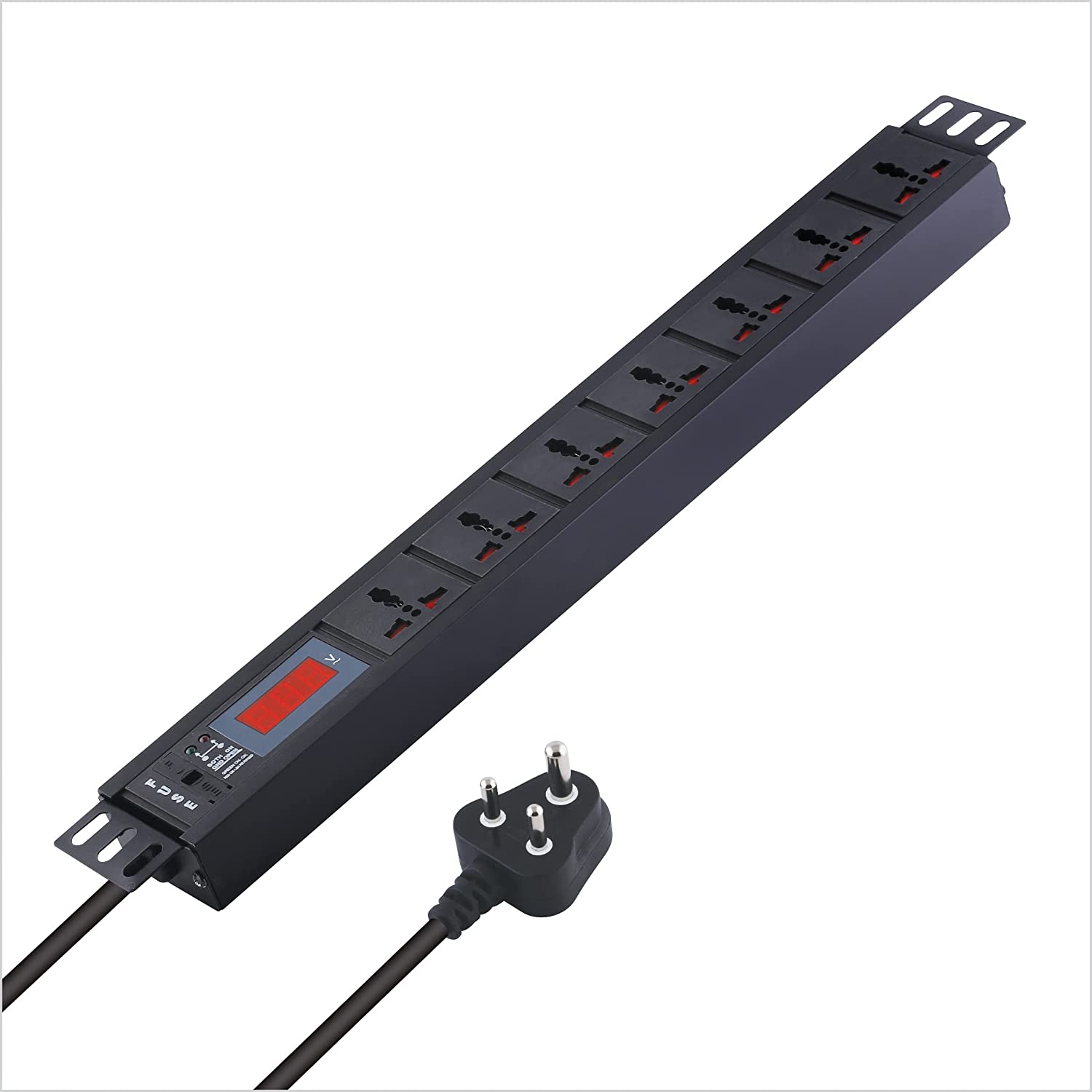MX 7 Outlet Power Distribution Unit with Live Voltage Display, 6 AMP (Parameter: 30W~265V), Wall/Rack Mount, Built-in Fuse, Master Switch, Desk Mount and 19 inches Rack Mountable with 1.5m Power Cord.