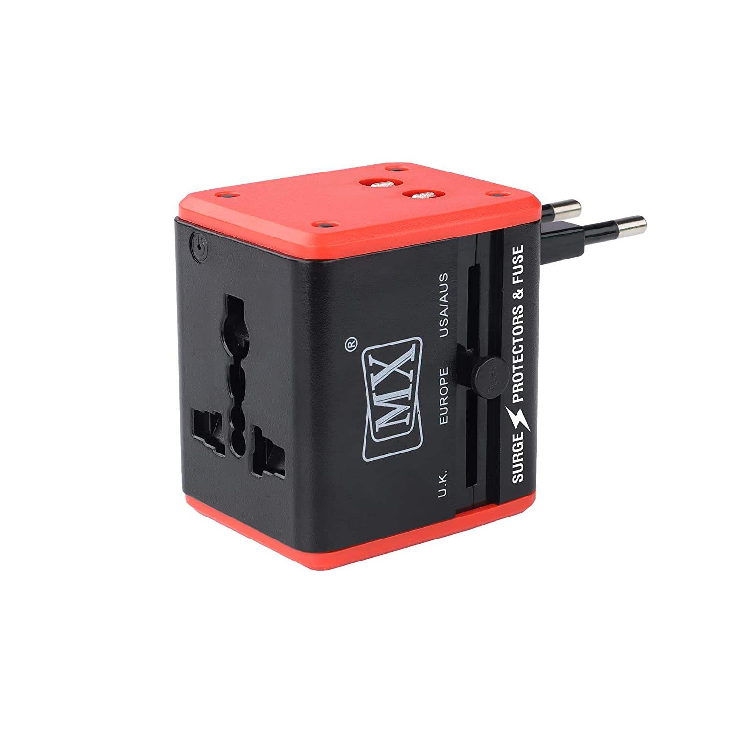 MX 4 in 1 Universal Travel Adapter with 2 USB Ports, Built-in Fuse & Surge Protector, International Conversion Plug Used Worldwide with Multi Type Power Outlet USB 2.1A, 100-250V, (MX-4024) - Image 6