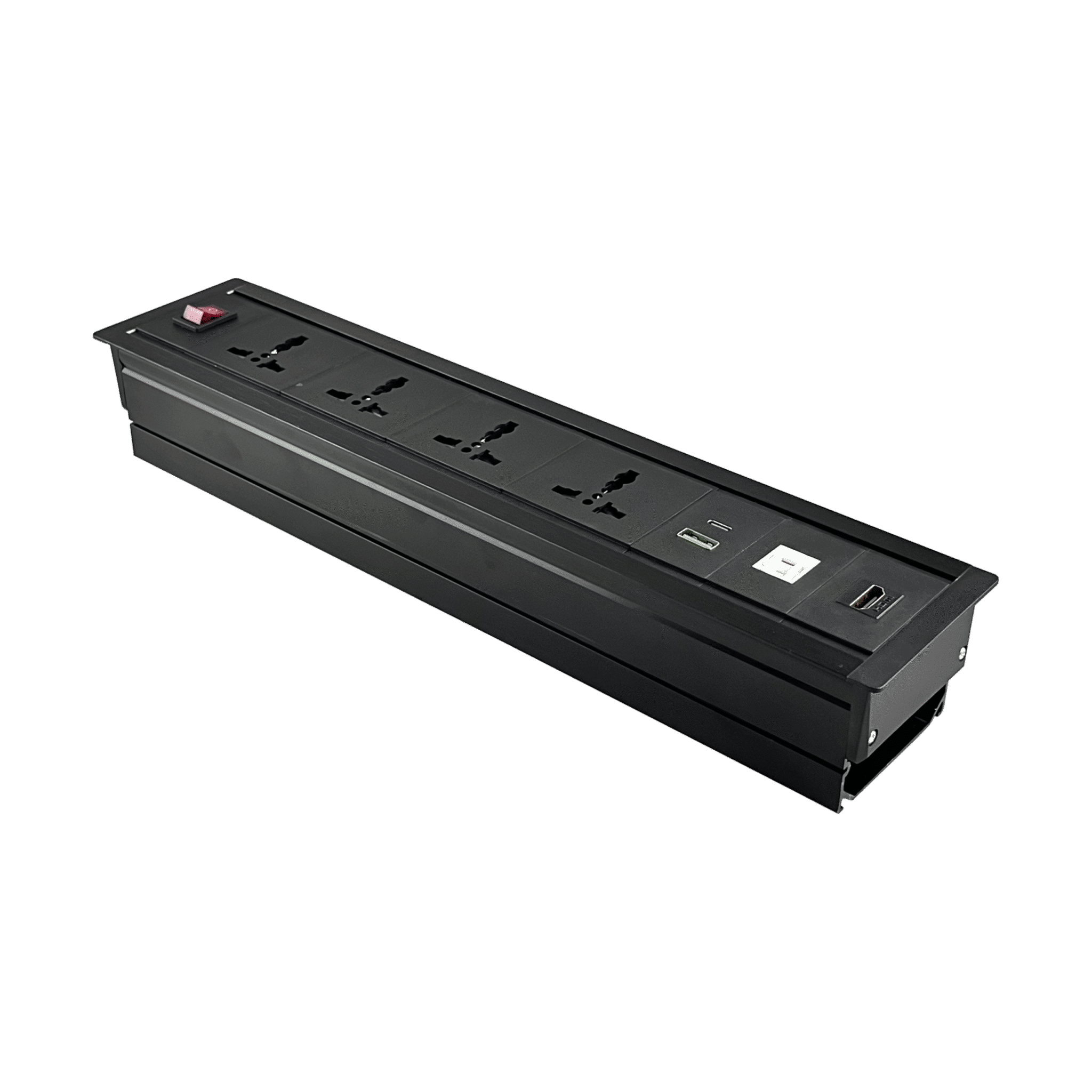 MX NUEVO C 55 IN SURFACE: Smart Power Solution with 4 Universal Sockets, 30W PD Fast Charging, and Multimedia Ports!
