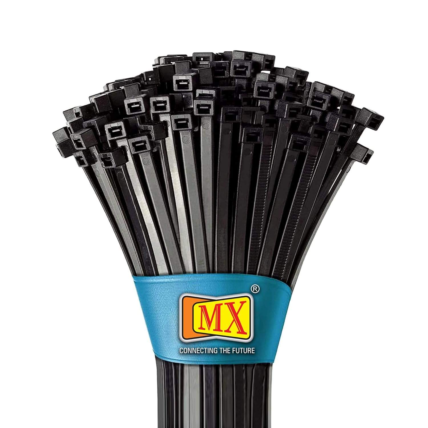MX Teeth Grip Nylon Self Locking Cable Ties, Black (355 mm x 4.8 mm, 14 inch, Pack of 1000)- Heavy Duty Strong Zip Wire Fastener Organizer Tie, Cable Management Uses in Home & Offices etc