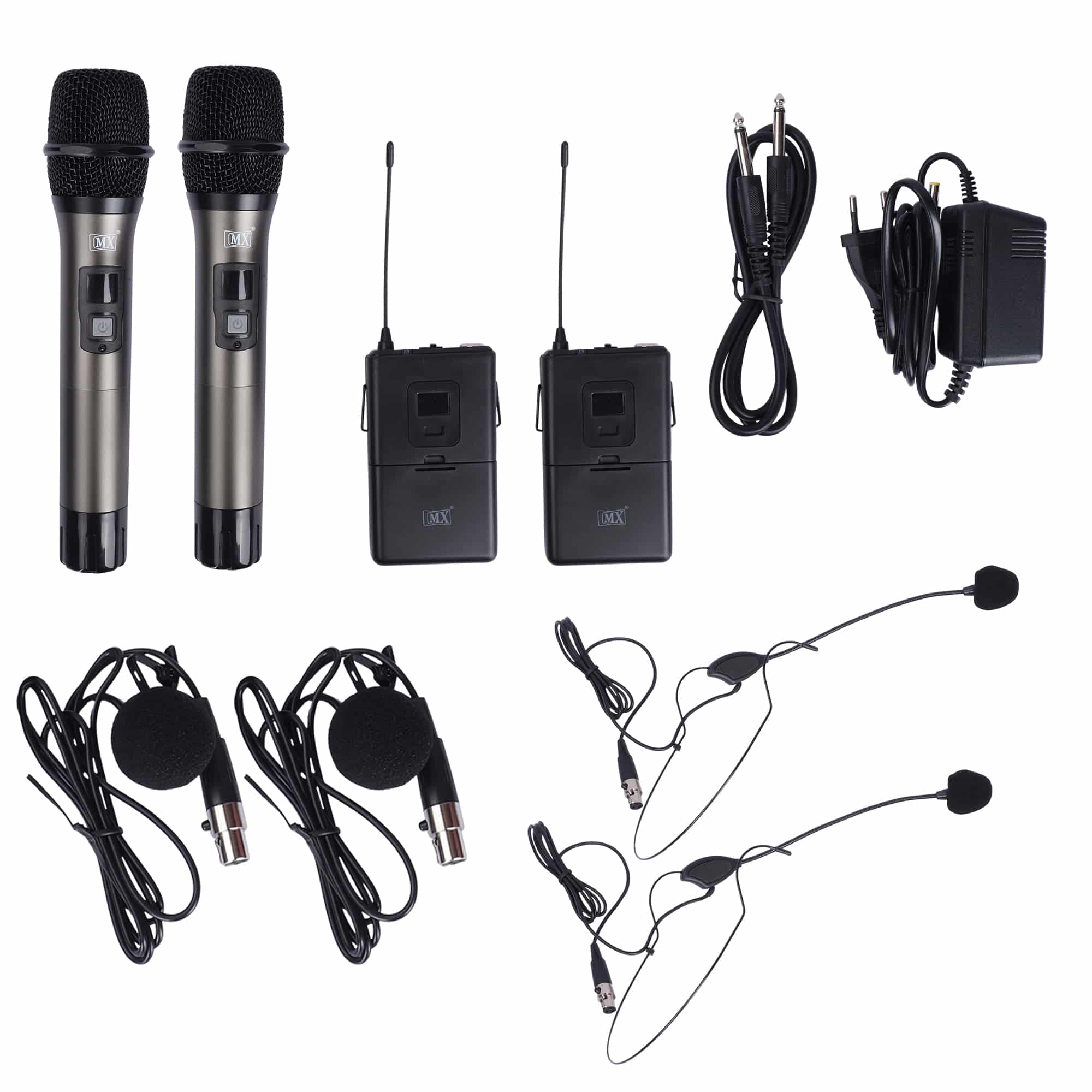 MX 4-Channel UHF Wireless Microphone System with 2 Handheld Mics and 2 Lapel Mics - Bodypack Transmitters with Fixed Frequency for Party, Wedding Host, Business Meeting, & Multi-Purpose Use - Image 3