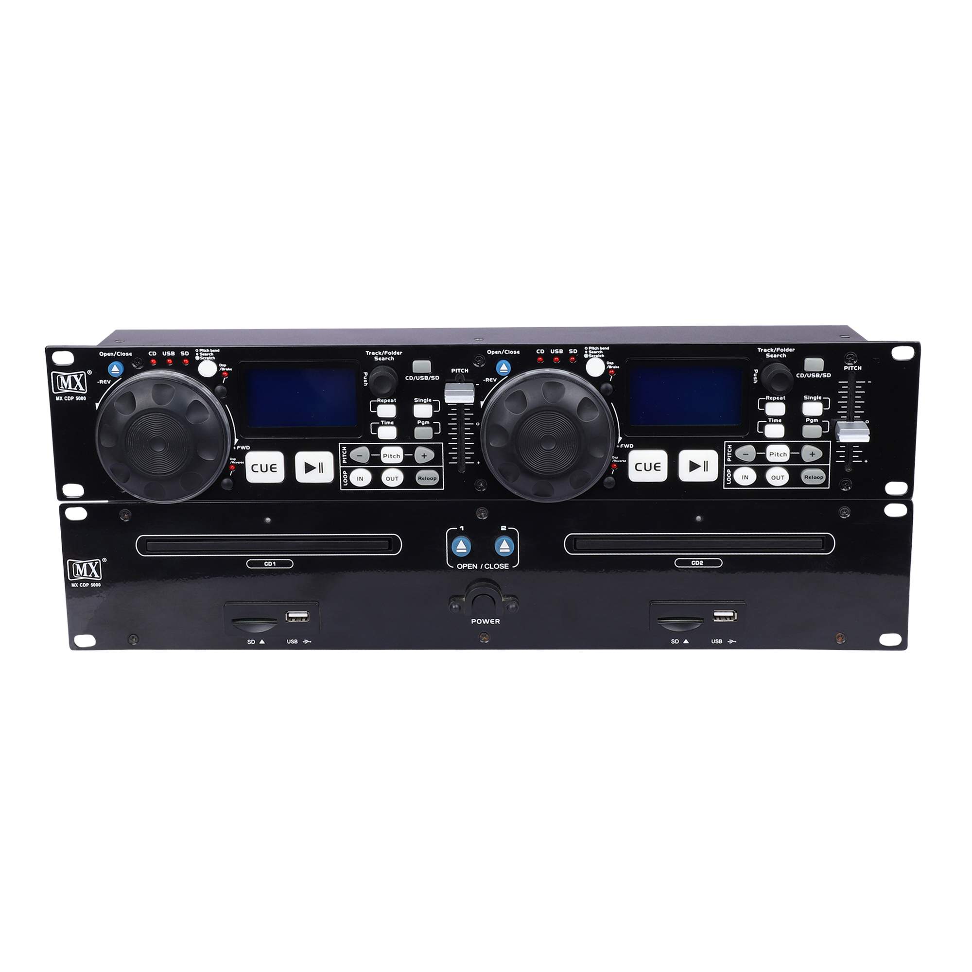 MX Professional Dual Media Player with playback from multiple sources like Audio CDs / MP3s and two USB ports CDP-5000 Wired DJ Controller
