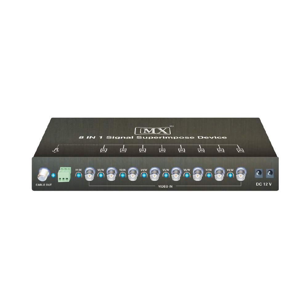 MX 8 Way Multiplexer, Up to 350 Meters on a Single Coaxial Cable - Video & Data Transmission - Superimpose Device