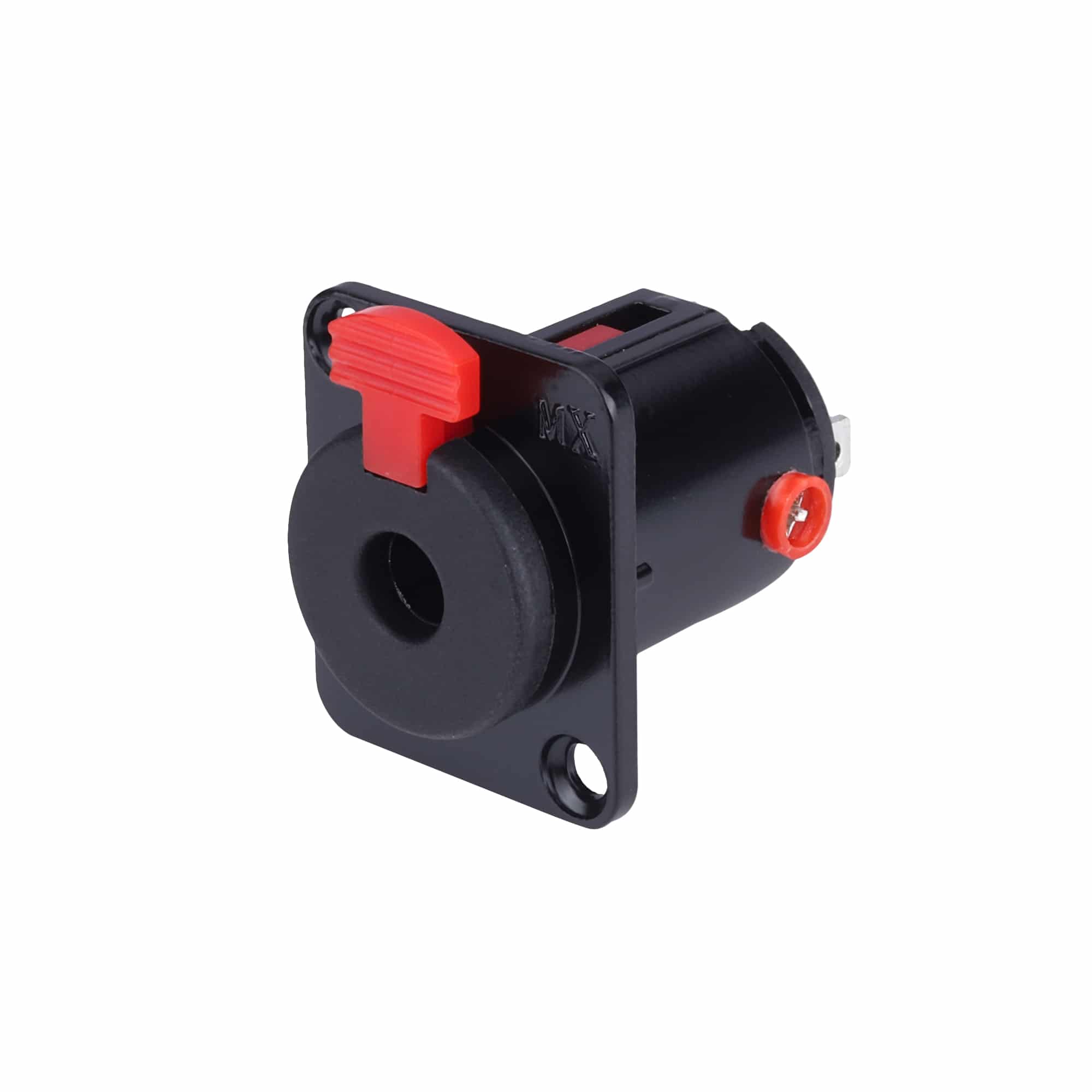 MX 6.35 mm P-38 STEREO FEMALE LOCKING TYPE PANEL MOUNTING CONNECTOR BLACK COATING