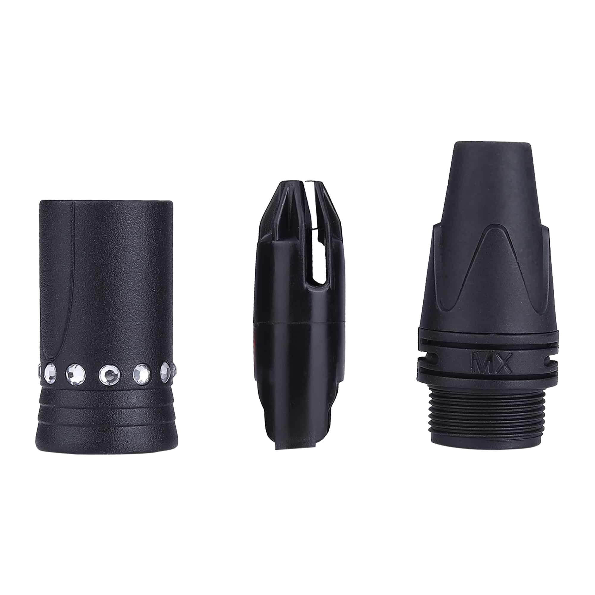 MX XLR Pin Microphone Extension Male Connector with Crystal Design (Gold-Plated Pins, Black Shell) - Image 2