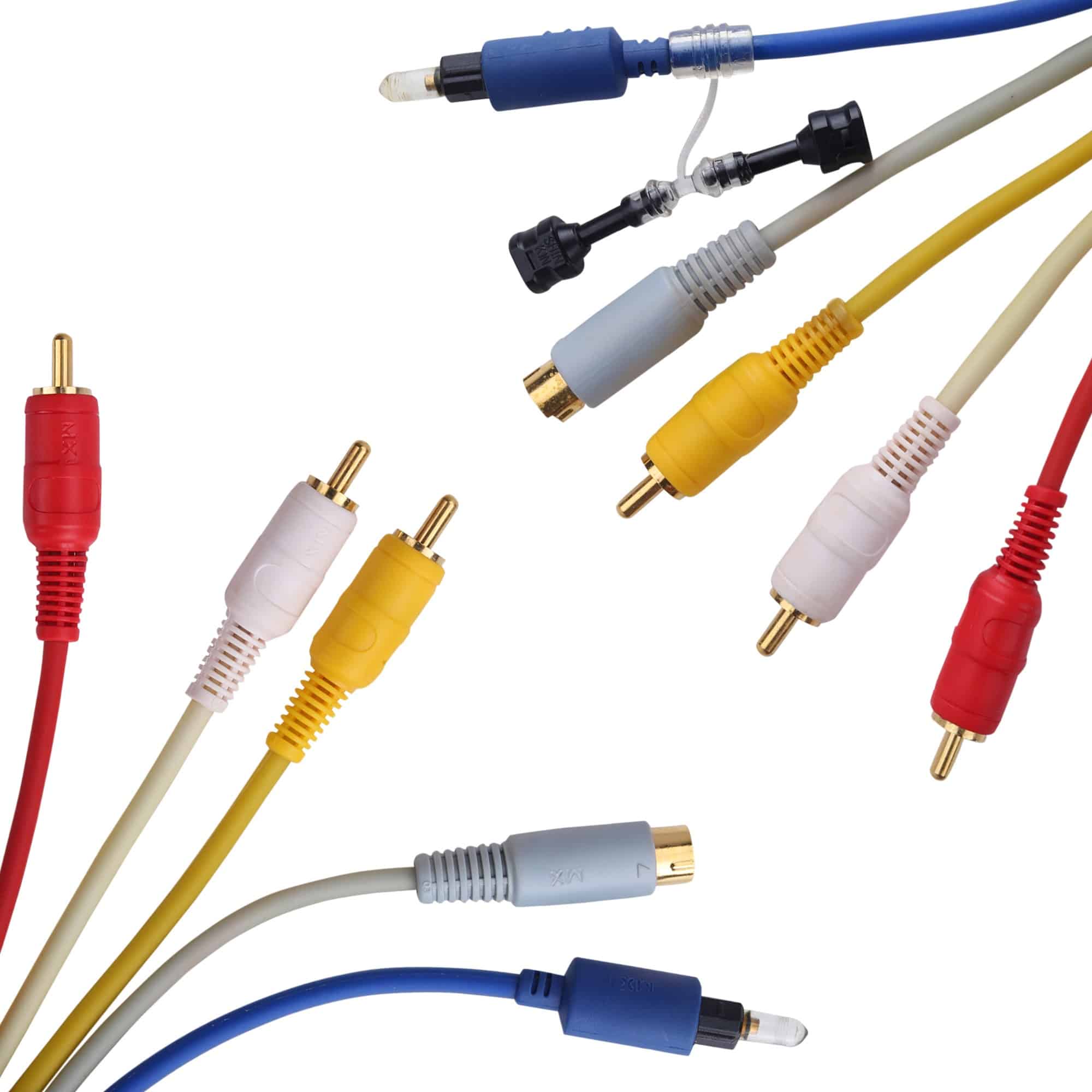 MX TOSLINK + S-VHS + 3 RCA Fiber Optical Multipurpose Cable Cord