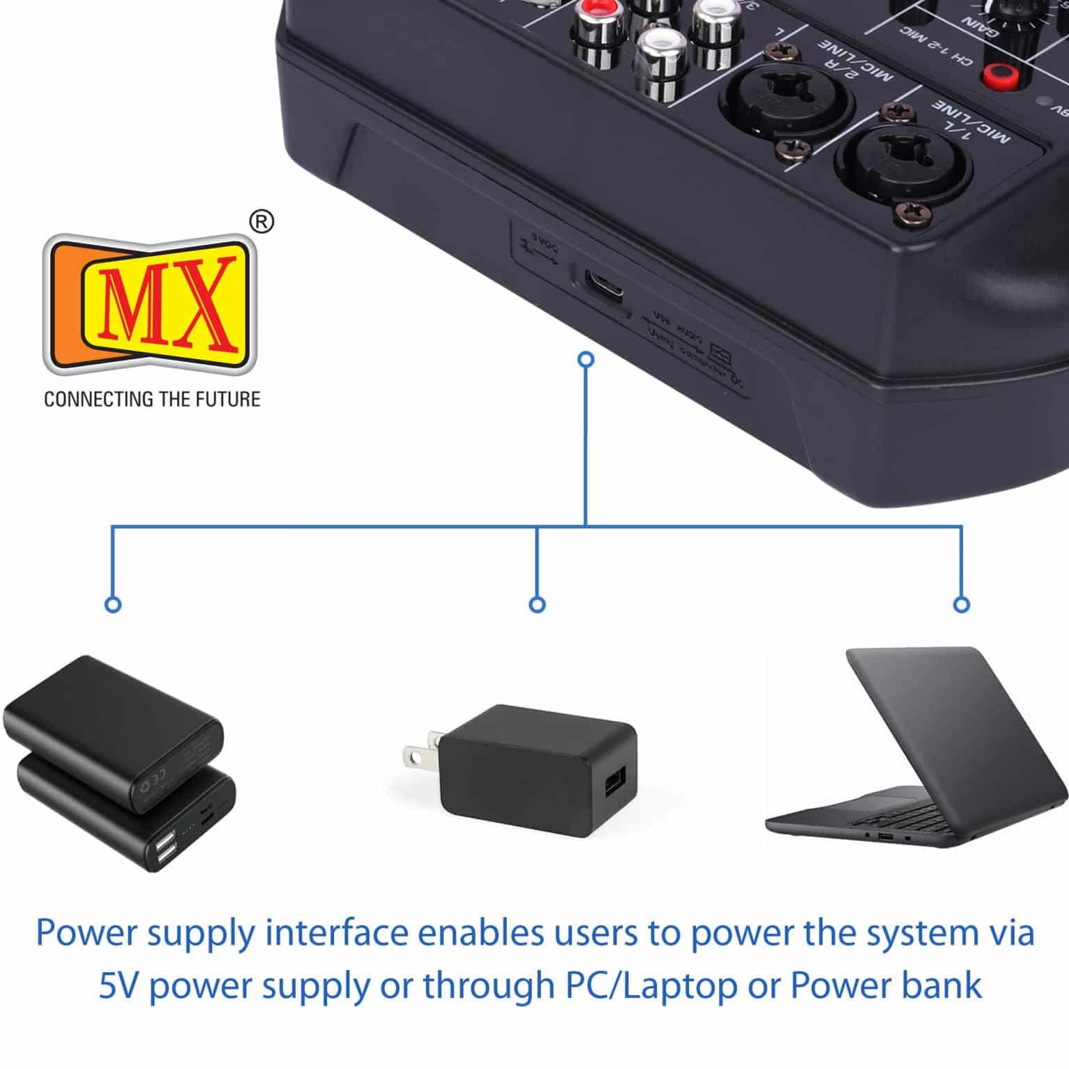 MX 4 Channel Audio Mixer – Basic Sound Mixing Console with Bluetooth ...