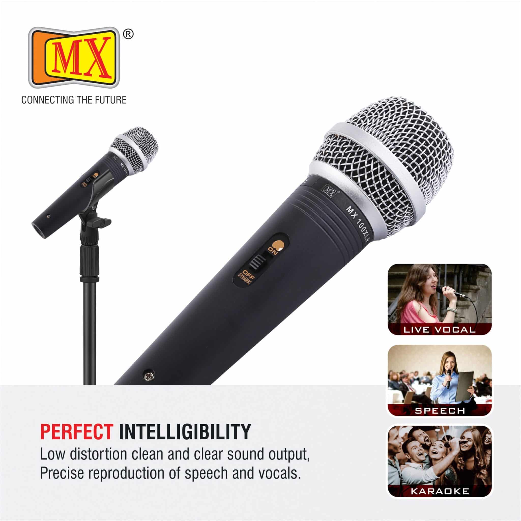 MX Dynamic Unidirectional Microphone Ideal for Spoken-Word Presentations, Karaoke Performances, Multimedia, Instrument Use, Home Or Portable Recording/Karaoke Systems (MX 100 XLR) - Image 3