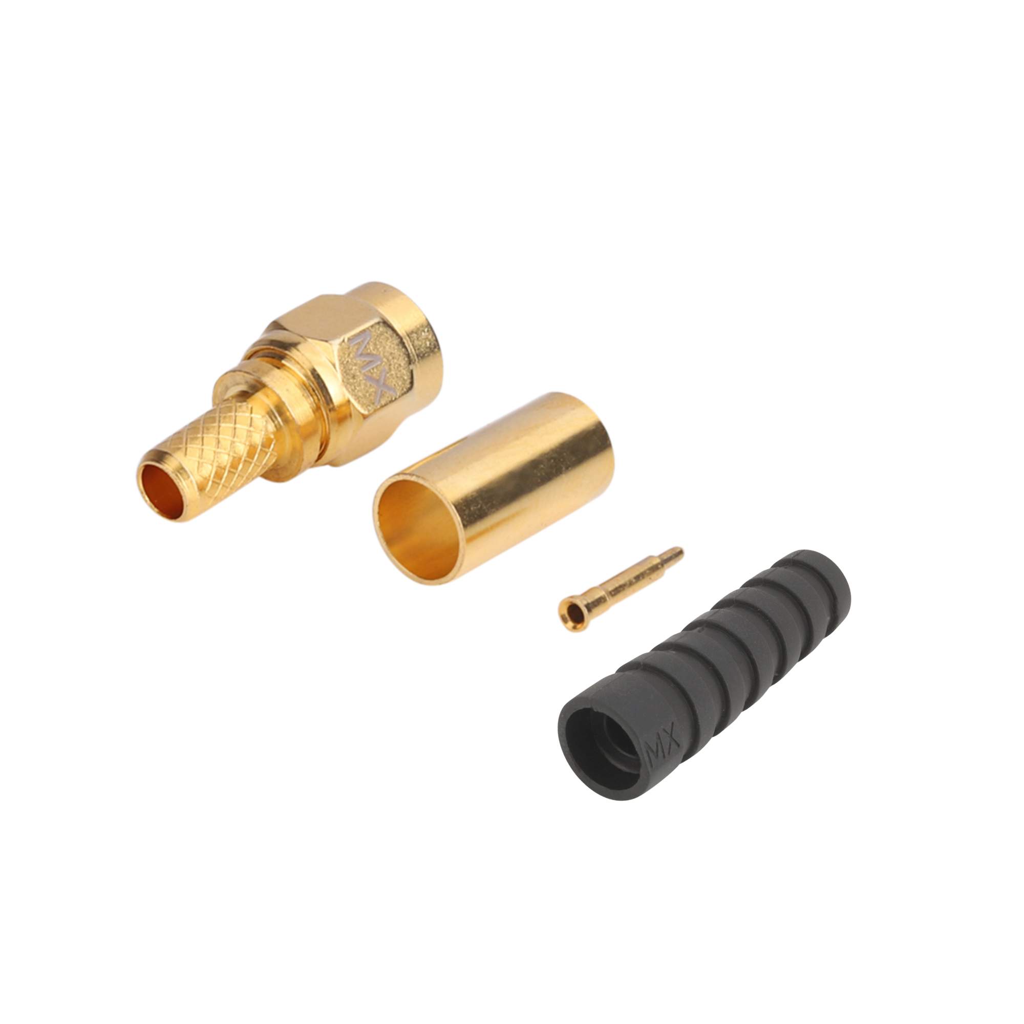 MX SMA Male Connector Crimp Type For RG-58U, 174U Cable (Fully Gold Plated) With Boot - Image 2