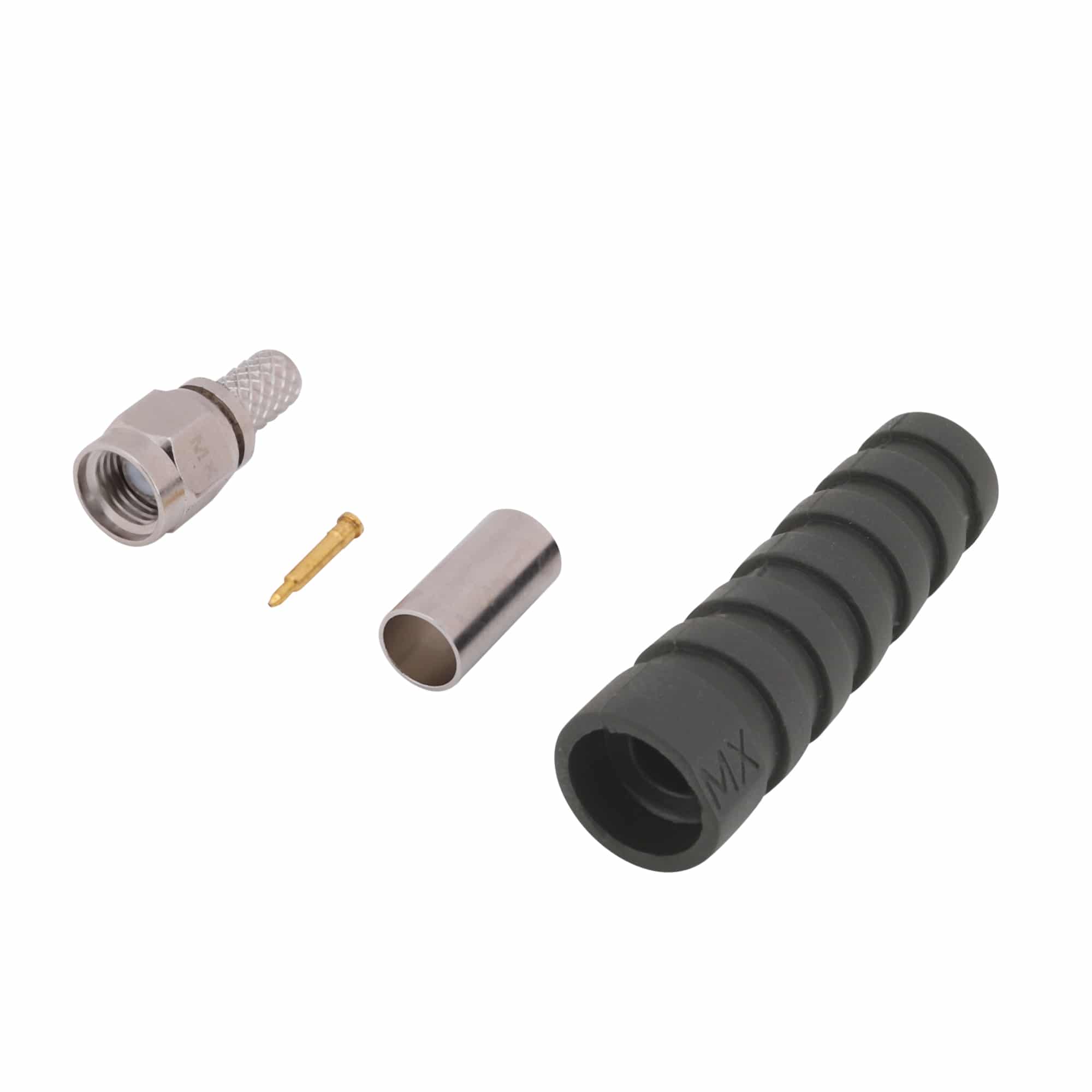 MX SMA Male Connector Crimp Type For RG-58U, 59U Cable With Boot