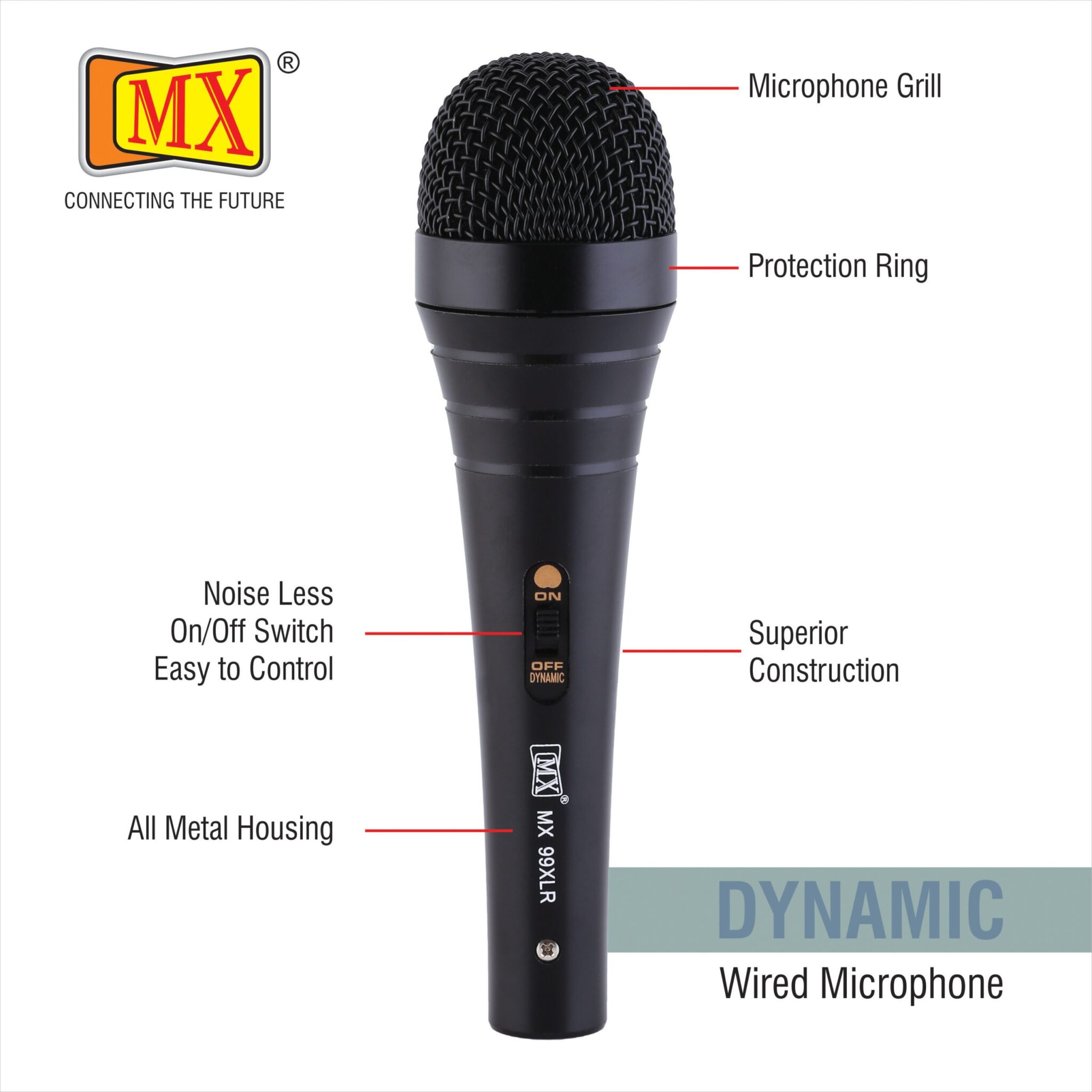 MX Dynamic Unidirectional Microphone Ideal for Spoken-Word Presentations, Karaoke Performances, Multimedia, Instrument Use, Home Or Portable Recording/Karaoke Systems (MX 99 XLR) - Image 2