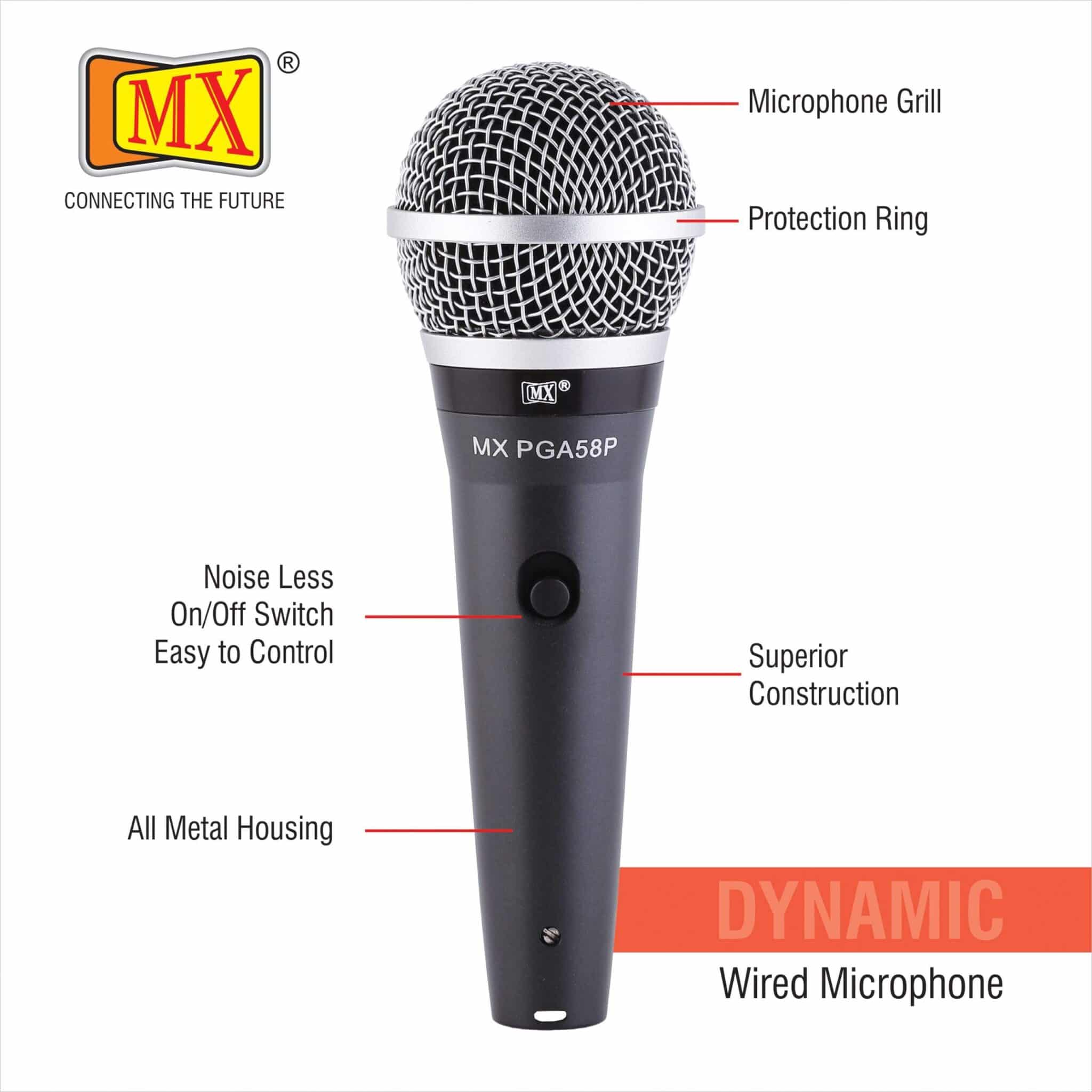 MX Vocal Dynamic Multi-purpose Cardioid Microphone with Color Rings - Image 2