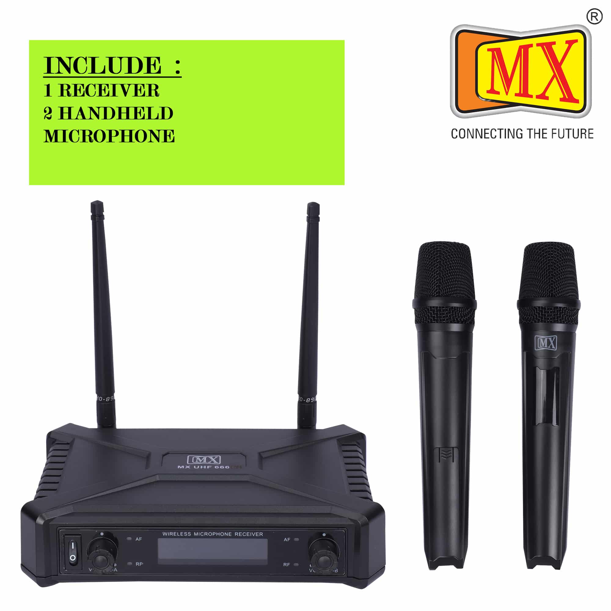 MX UHF Wireless Microphone System with Two Handheld Mics - Fixed Frequency - Dual Wireless Microphone System for Party, Wedding Host, Business Meeting & Multi-Purpose Use - Image 4
