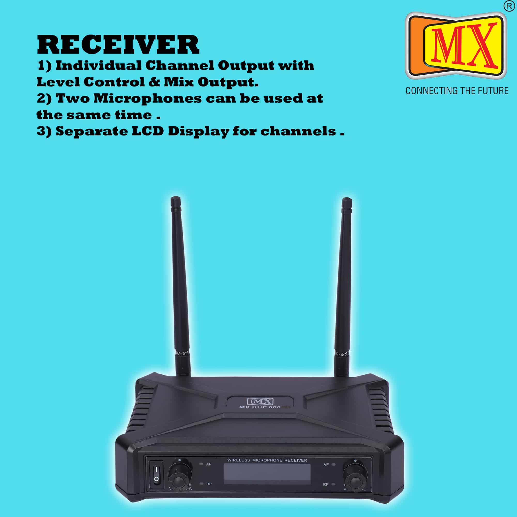 MX UHF Wireless Microphone System with Two Handheld Mics - Fixed Frequency - Dual Wireless Microphone System for Party, Wedding Host, Business Meeting & Multi-Purpose Use - Image 3