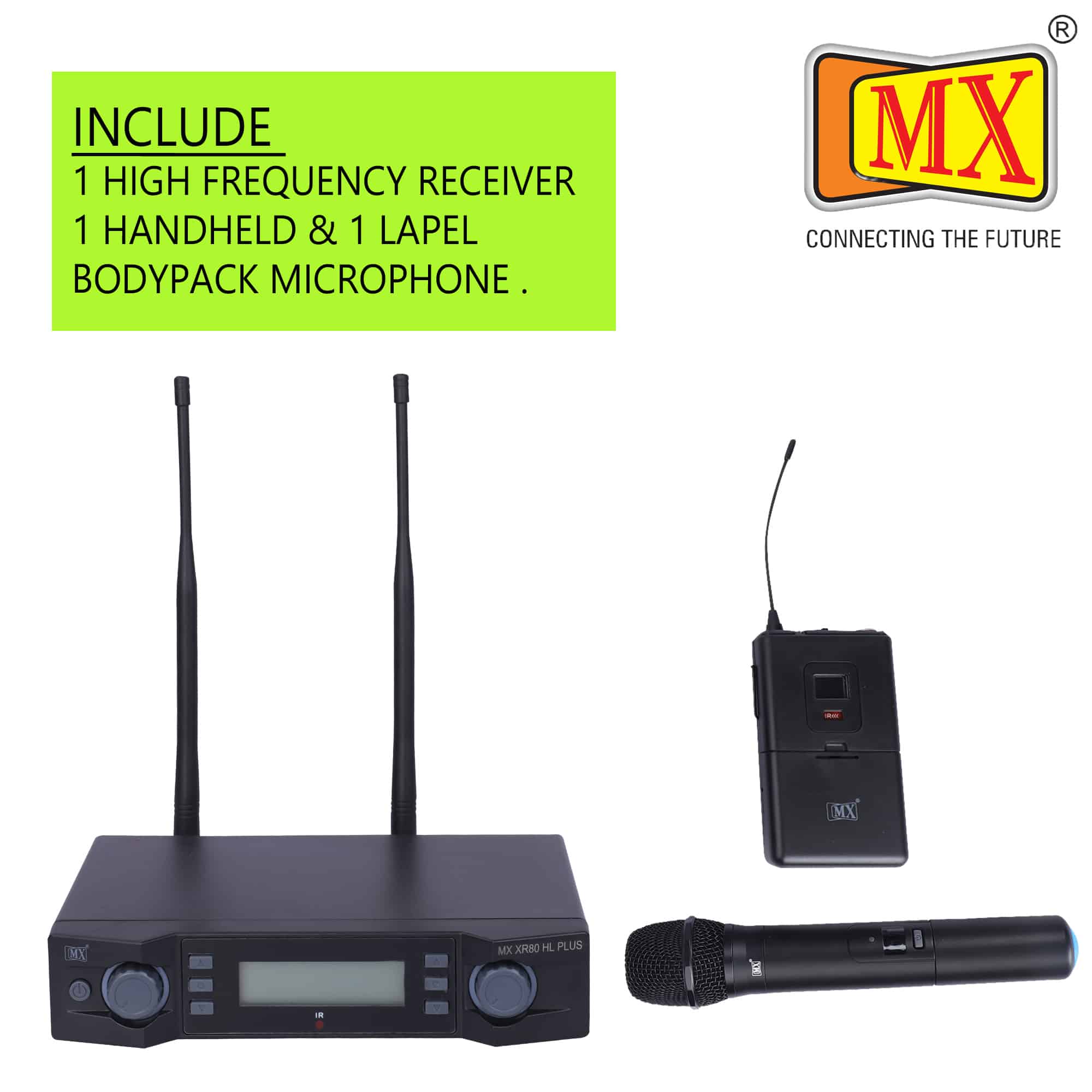 MX UHF Wireless Microphone System - Dynamic Handheld Mic & One Collar Lapel Mic, 150-Foot Range ideal for Karaoke, Party, DJ, Church, Wedding, Indoor/Outdoor Activities - Image 4