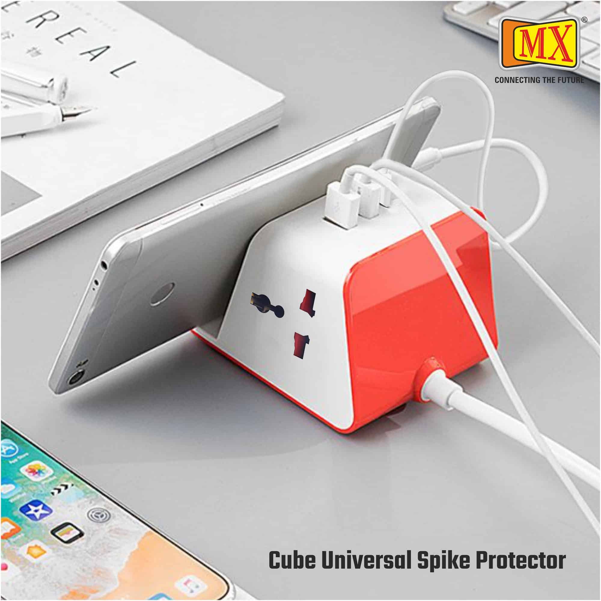 MX Extension Board Universal Socket with (1 USB-5v 3.4A / 1 USB 2.4A) Charging Ports Spike Protector Safety Shutter (2 Sockets + 2USB + 1 USB C) -Multi Plug Socket (MX TY-801B) (1.5 MTR)