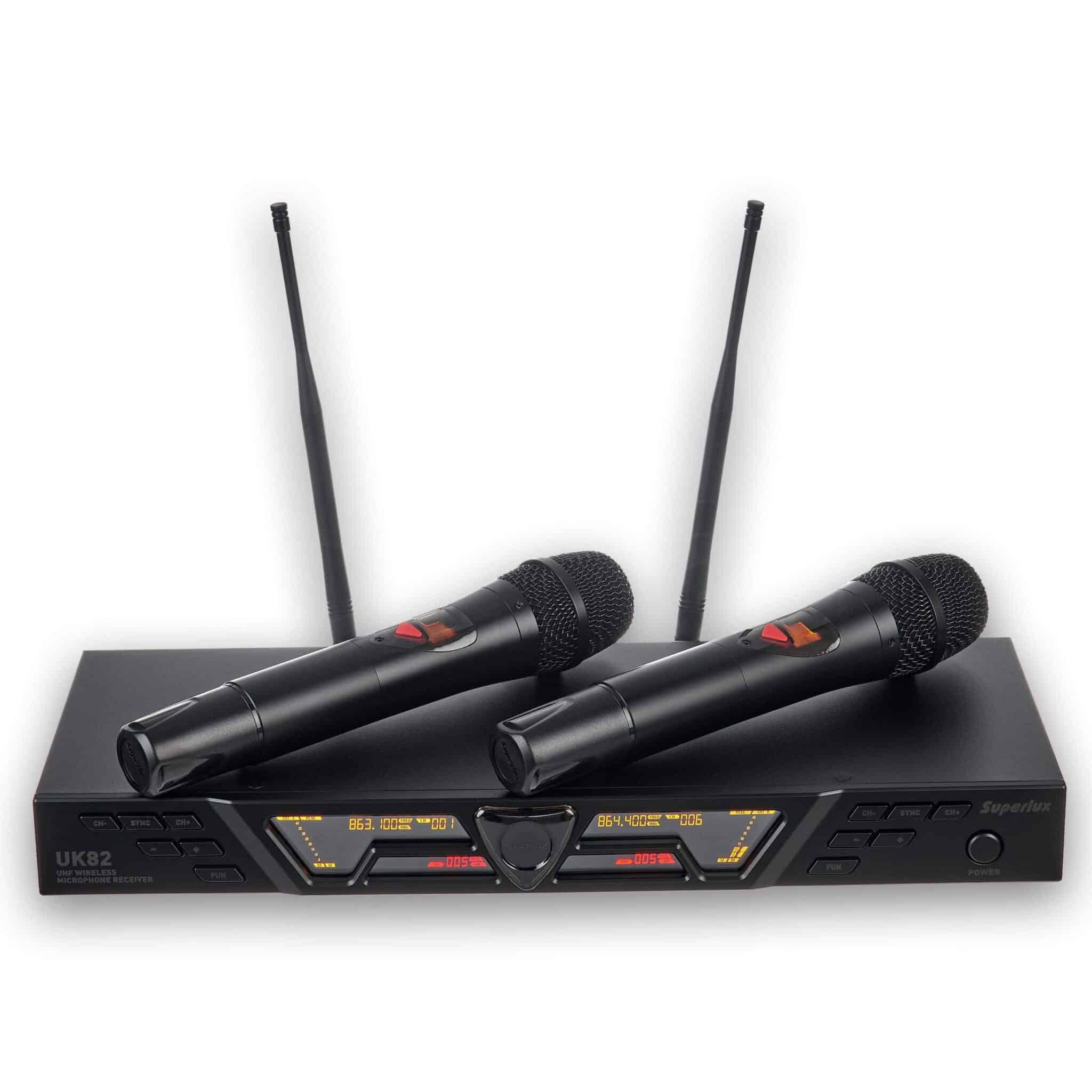 Superlux Professional UHF Wireless Microphone System with Two Handheld mic for Party, Wedding Host,Business Meeting & Multi-Purpose