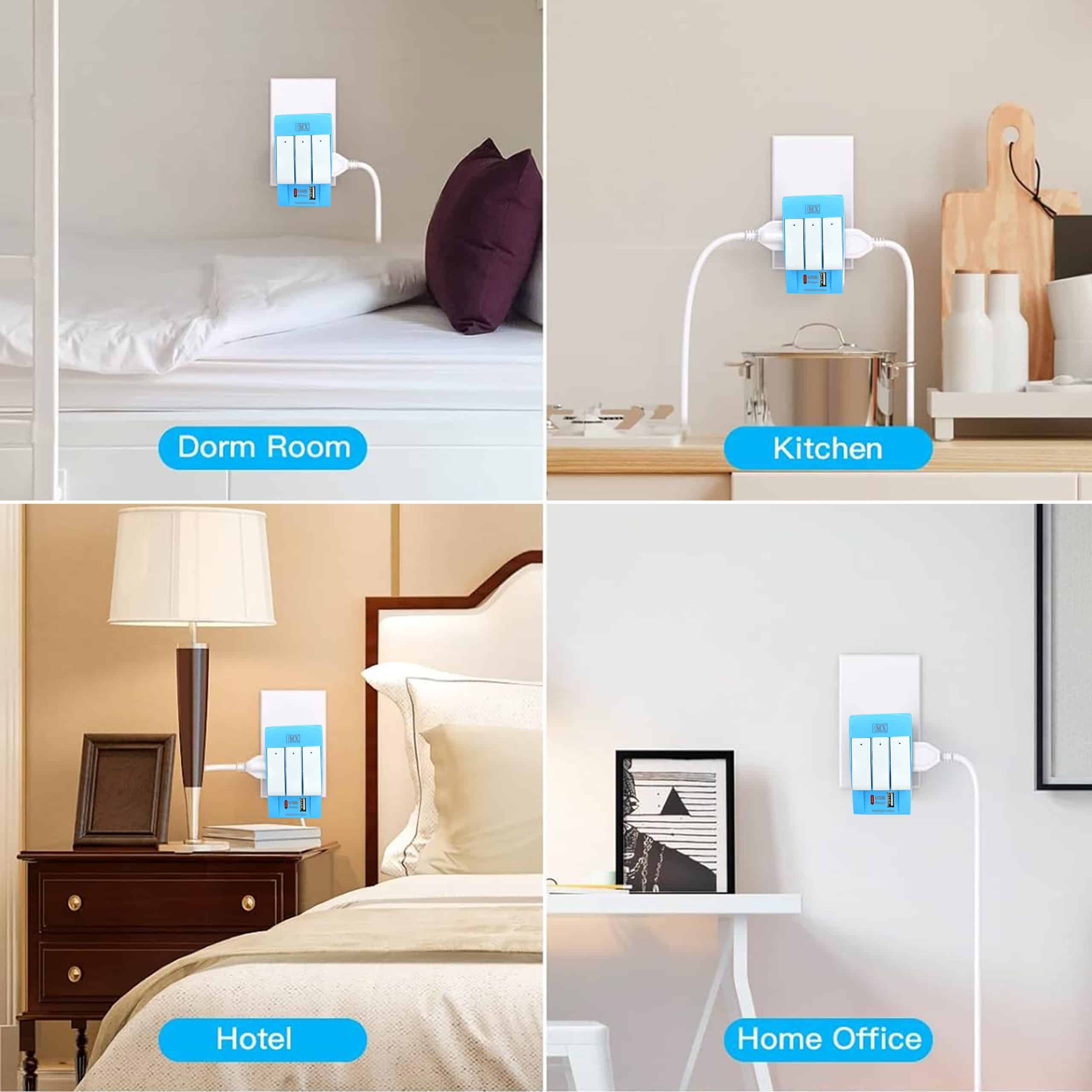 MX 3 Pin Multi Plug Socket-Worldwide Universal Socket Travel Adapter with USB Ports & Type-C PD Individual Switch Safety Shutter LED Indicator-3 Way Plug Socket (5A-250V)Fast Charging-Type D plug