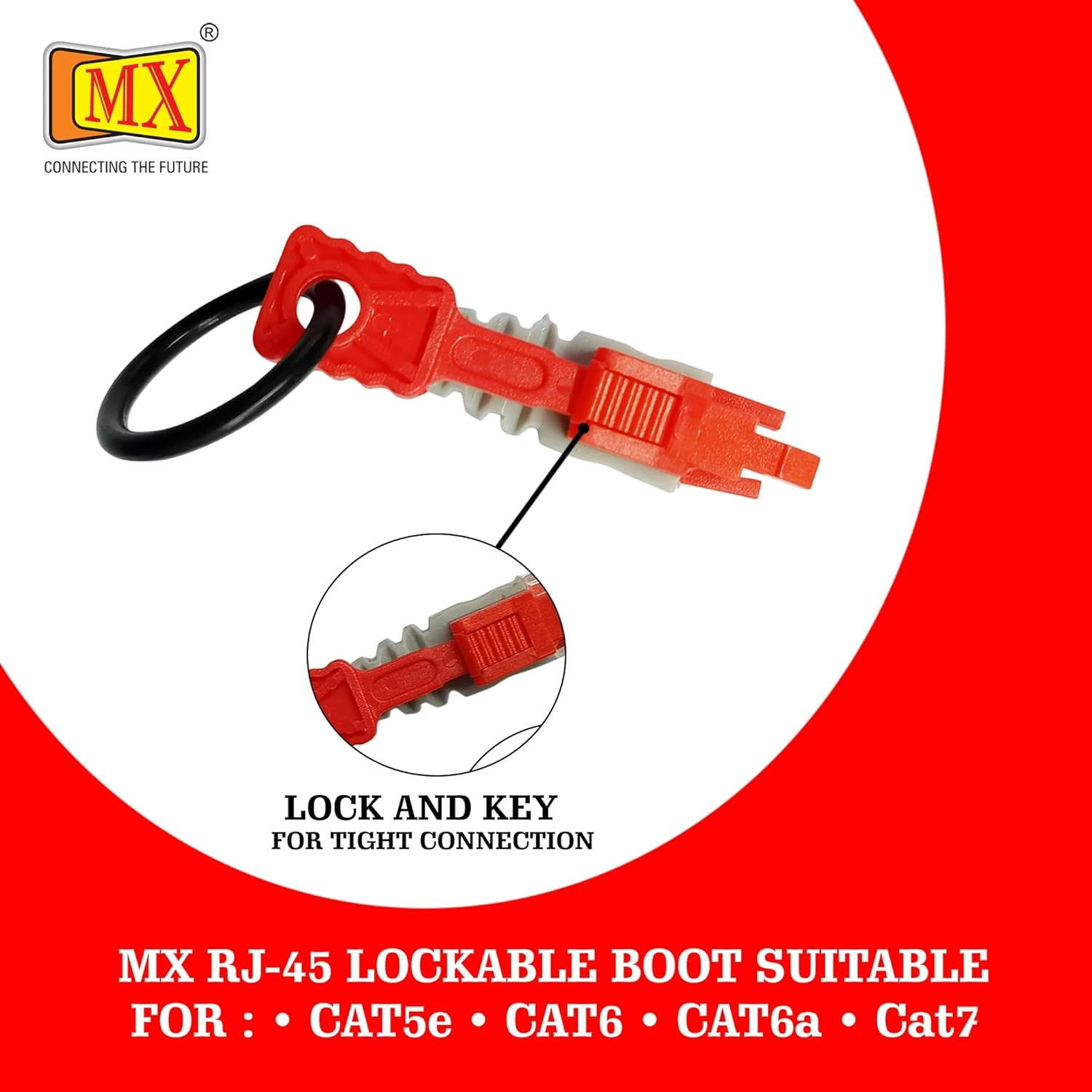 MX RJ45 LOCKABLE BOOT SUITABLE FOR,CAT5e, CAT6,CAT6a,Cat7 Network Cable -Pack of 25