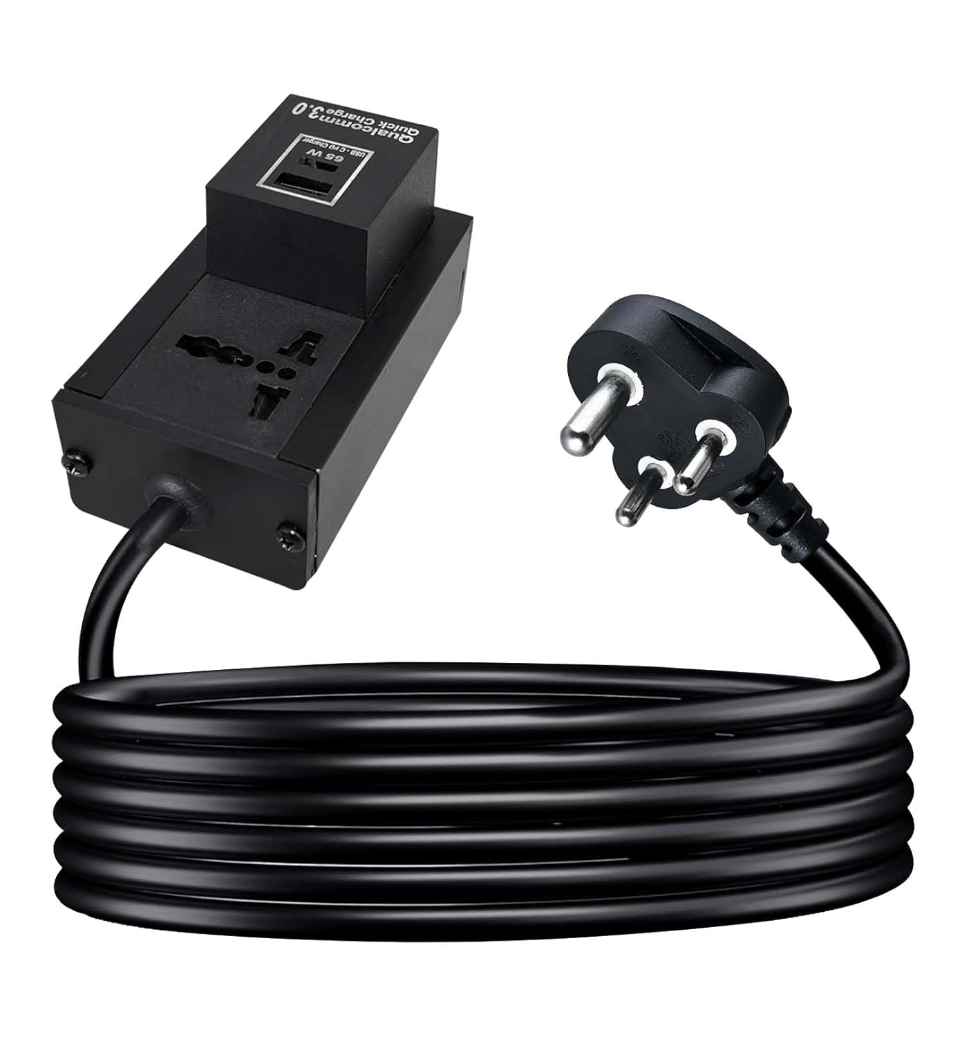 MX Single Socket Extension Board with 65W Type-C PD & 1 USB-A Port | 3-Pin Plug | 6A–13A Universal Socket 1.5 Meter Heavy Duty Cable Flame Retardant Body & Safety Shutter –Home, Office, Laptop Use